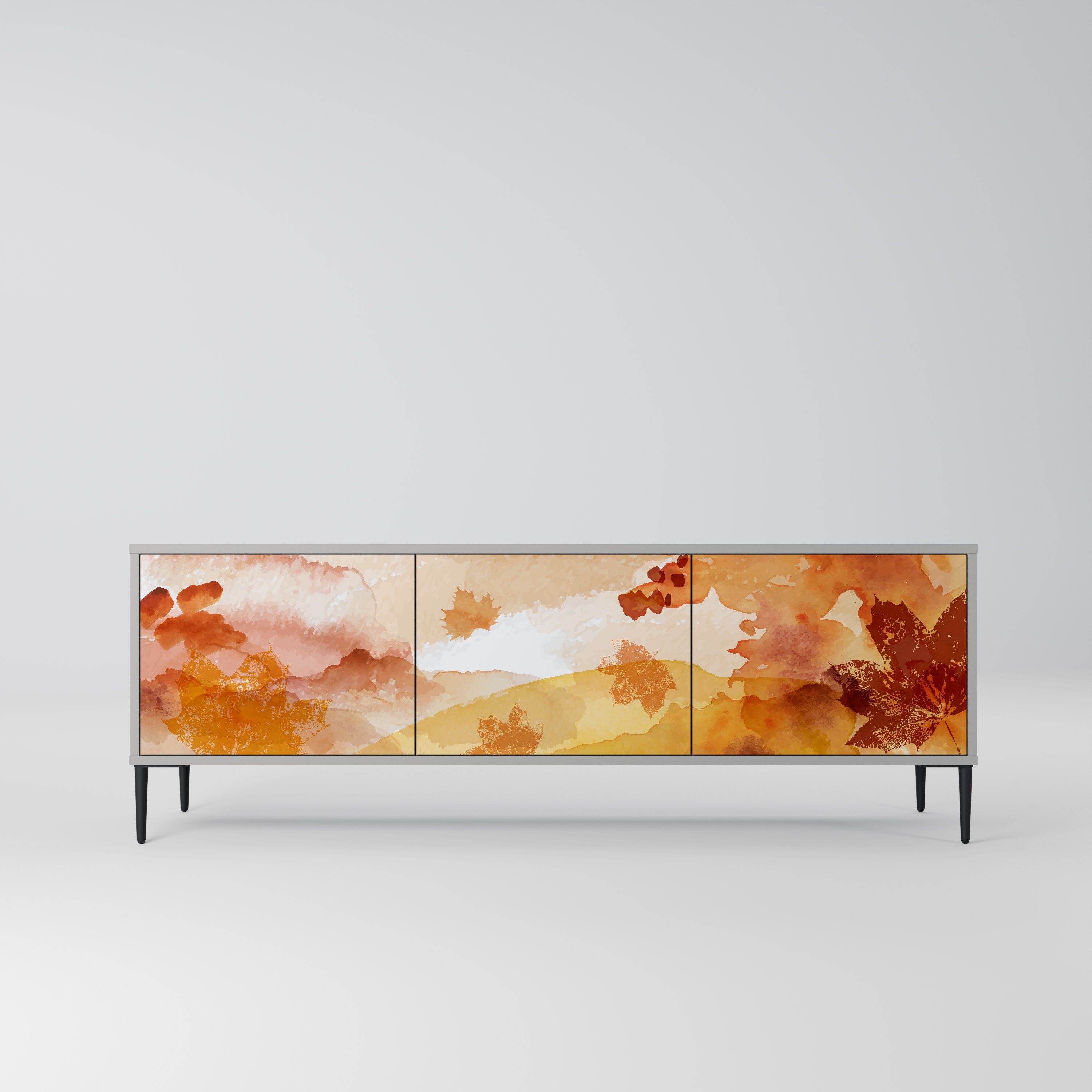 Mueble de TV de 3 puertas TRACES OF AUTUMN en acabado gris