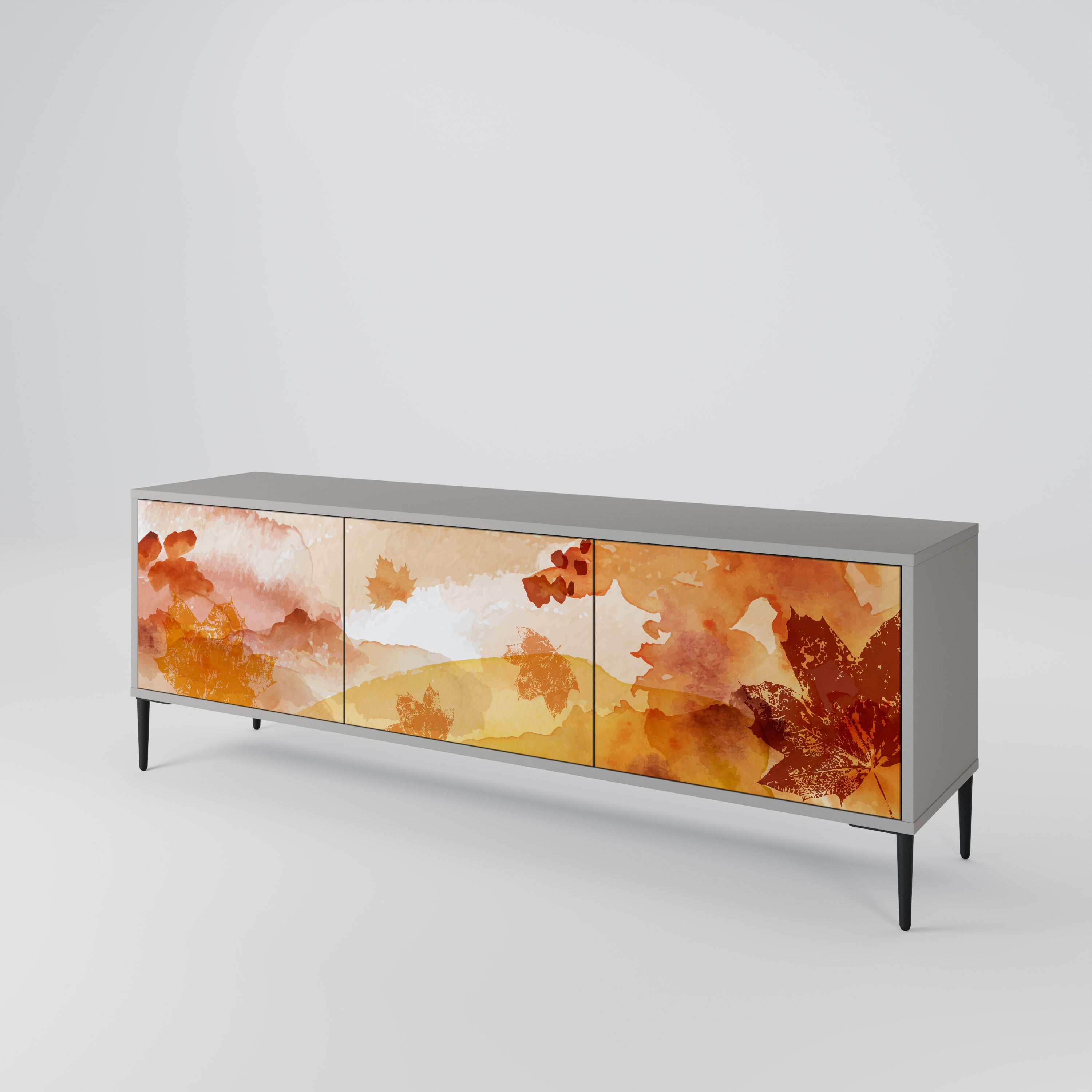 Mueble de TV de 3 puertas TRACES OF AUTUMN en acabado gris