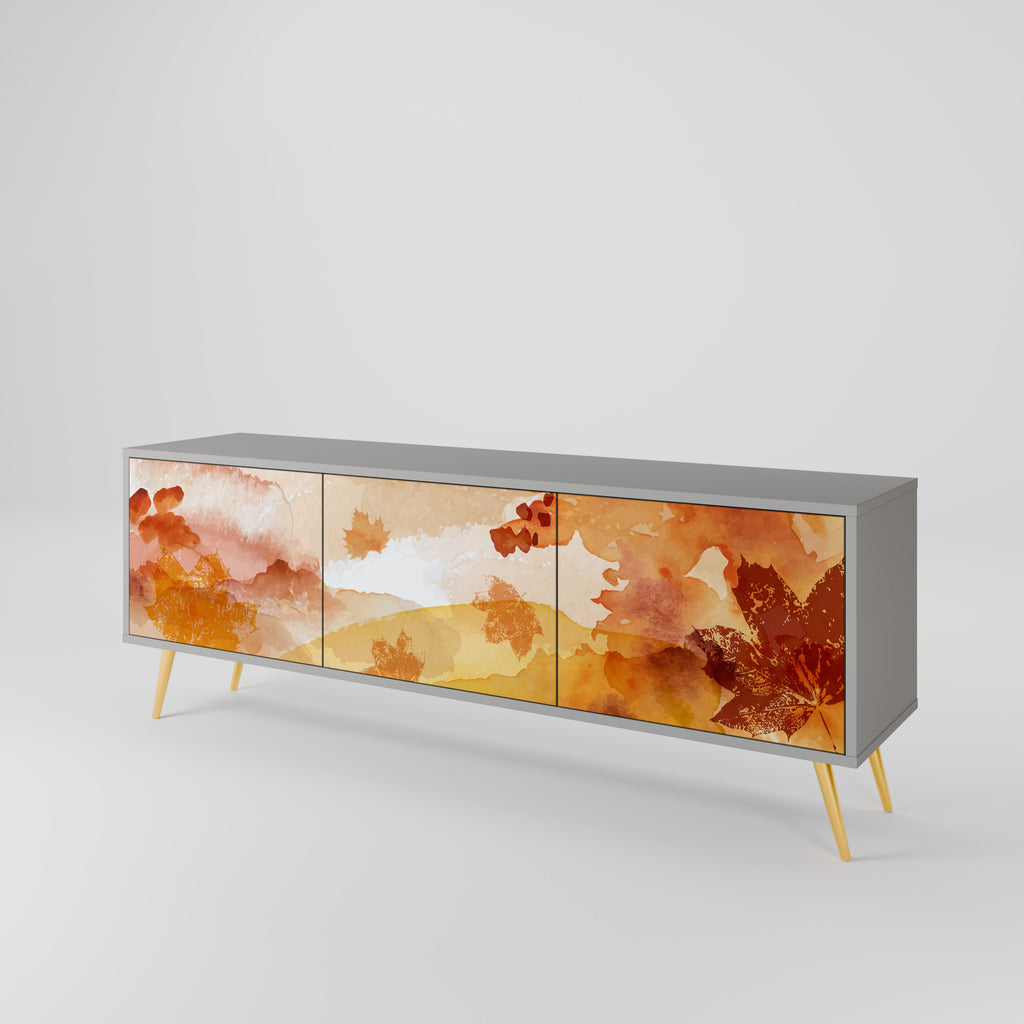 Mueble de TV de 3 puertas TRACES OF AUTUMN en acabado gris