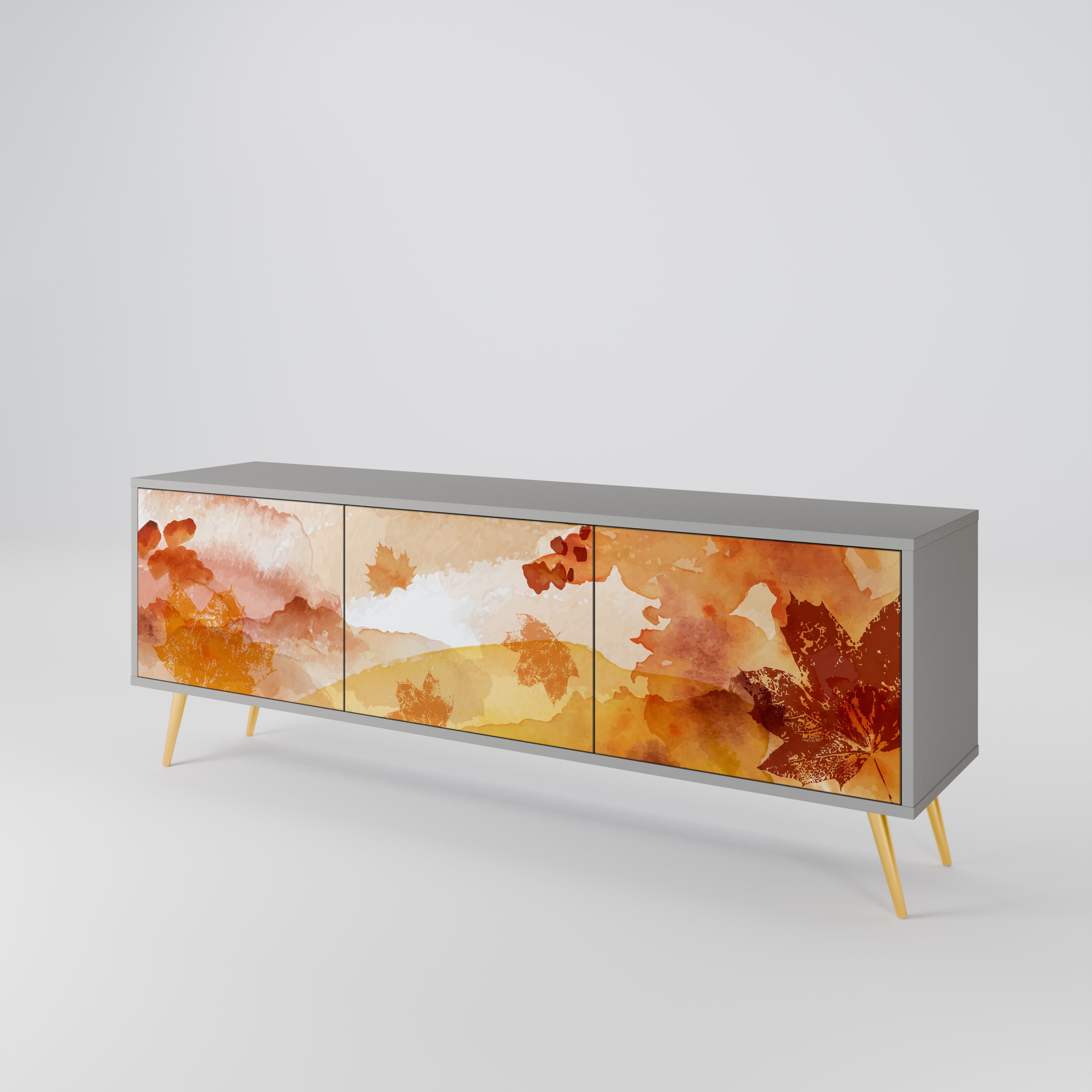 Mueble de TV de 3 puertas TRACES OF AUTUMN en acabado gris