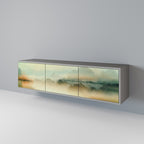 MORNING BY THE LAKE 3-Door TV Stand in Grey Finish