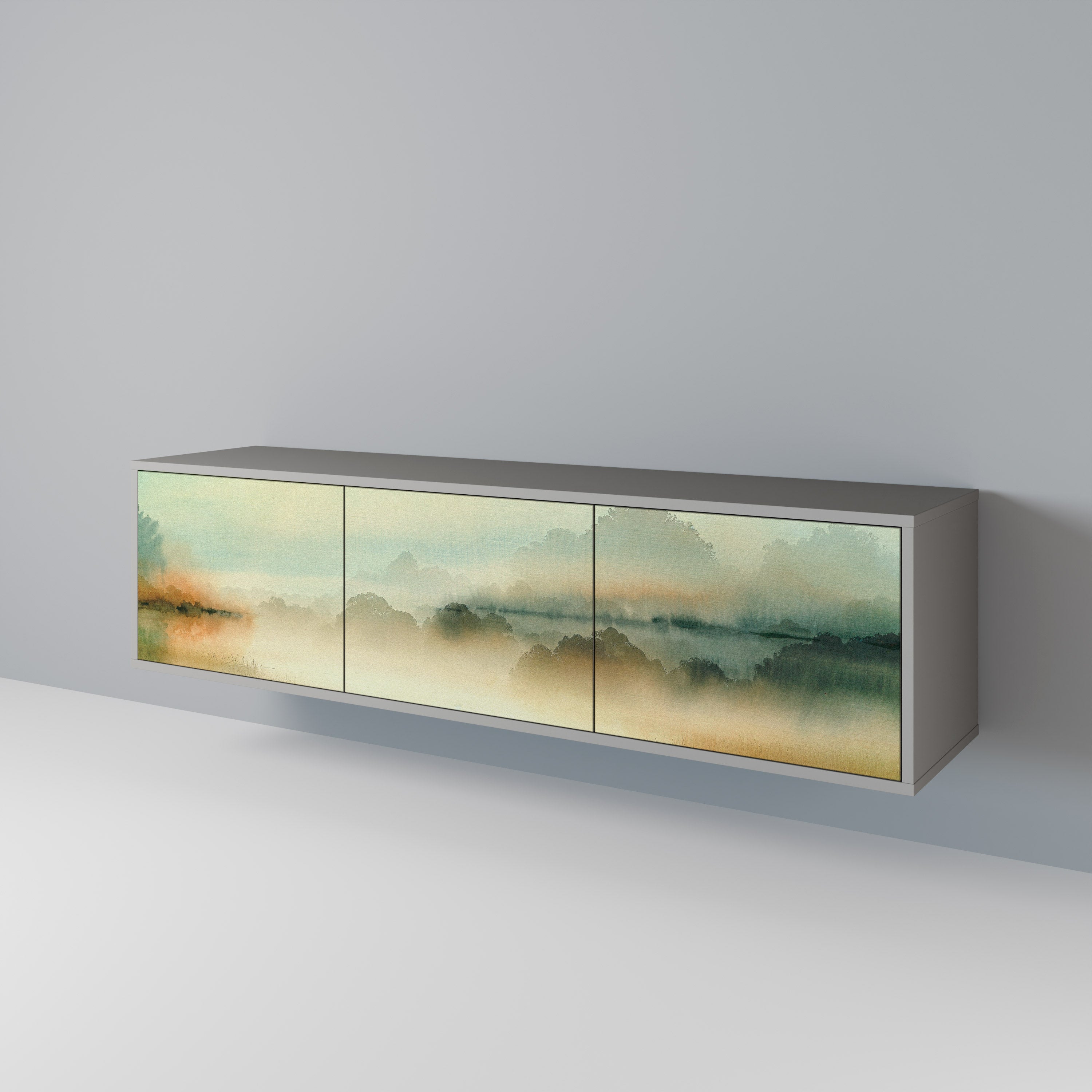Mueble de TV de 3 puertas MORNING BY THE LAKE en acabado gris