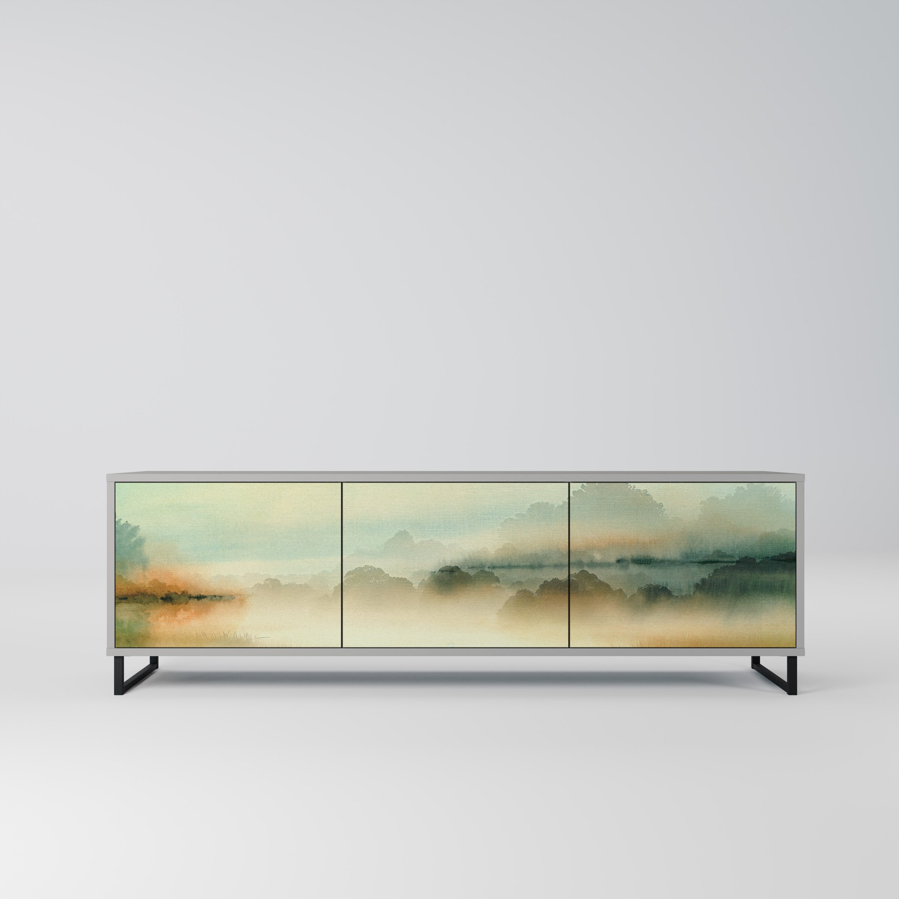 Mueble de TV de 3 puertas MORNING BY THE LAKE en acabado gris