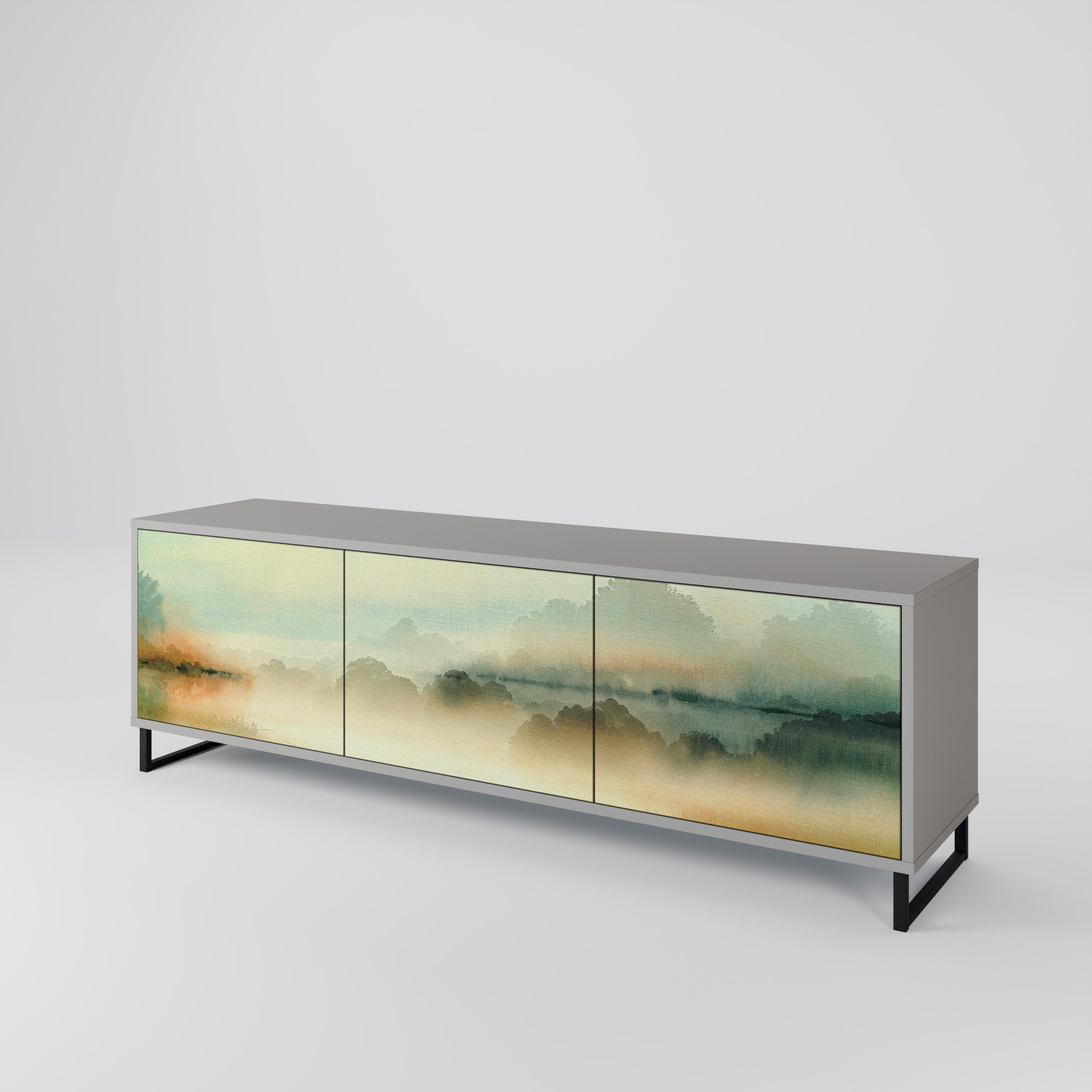Mueble de TV de 3 puertas MORNING BY THE LAKE en acabado gris