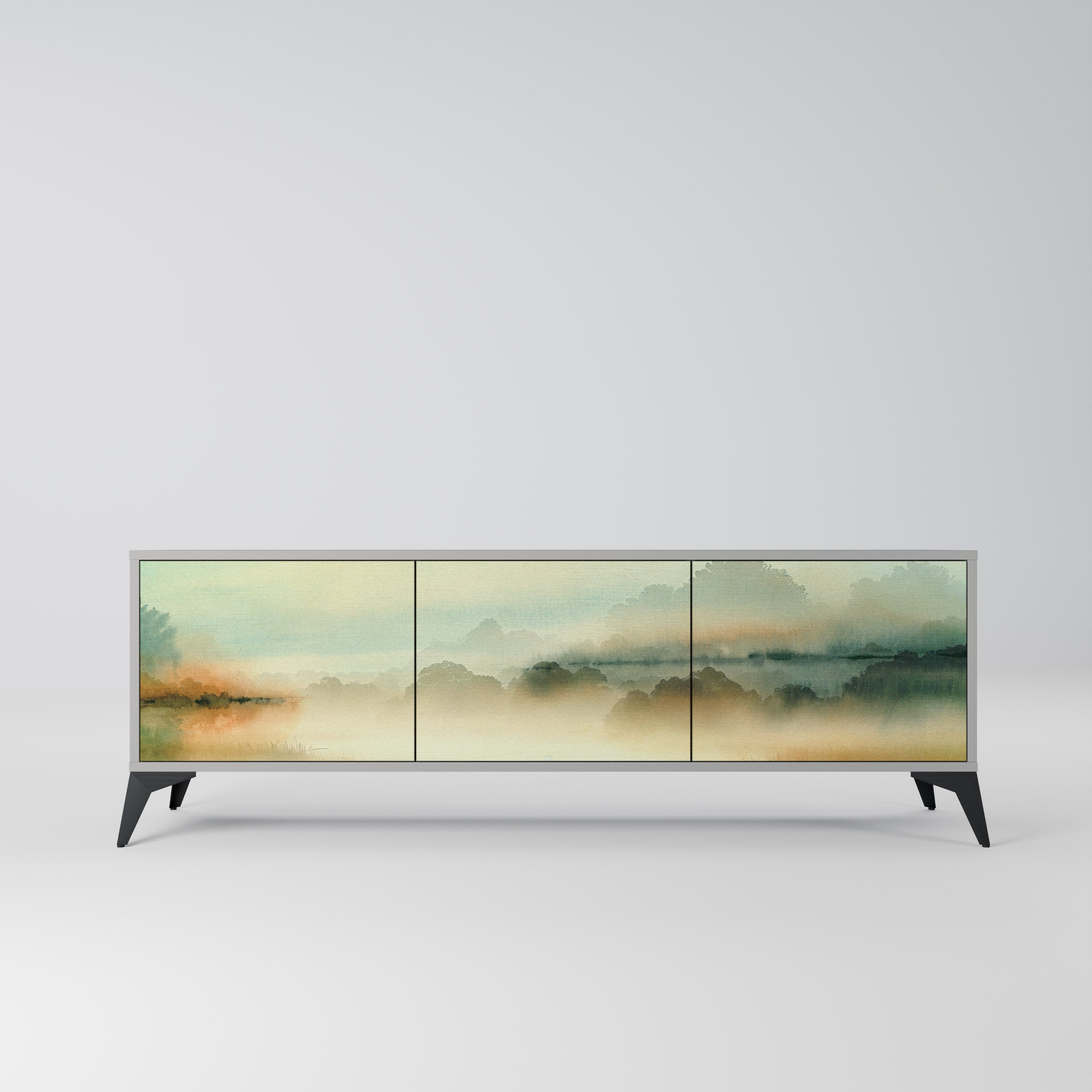 Mueble de TV de 3 puertas MORNING BY THE LAKE en acabado gris