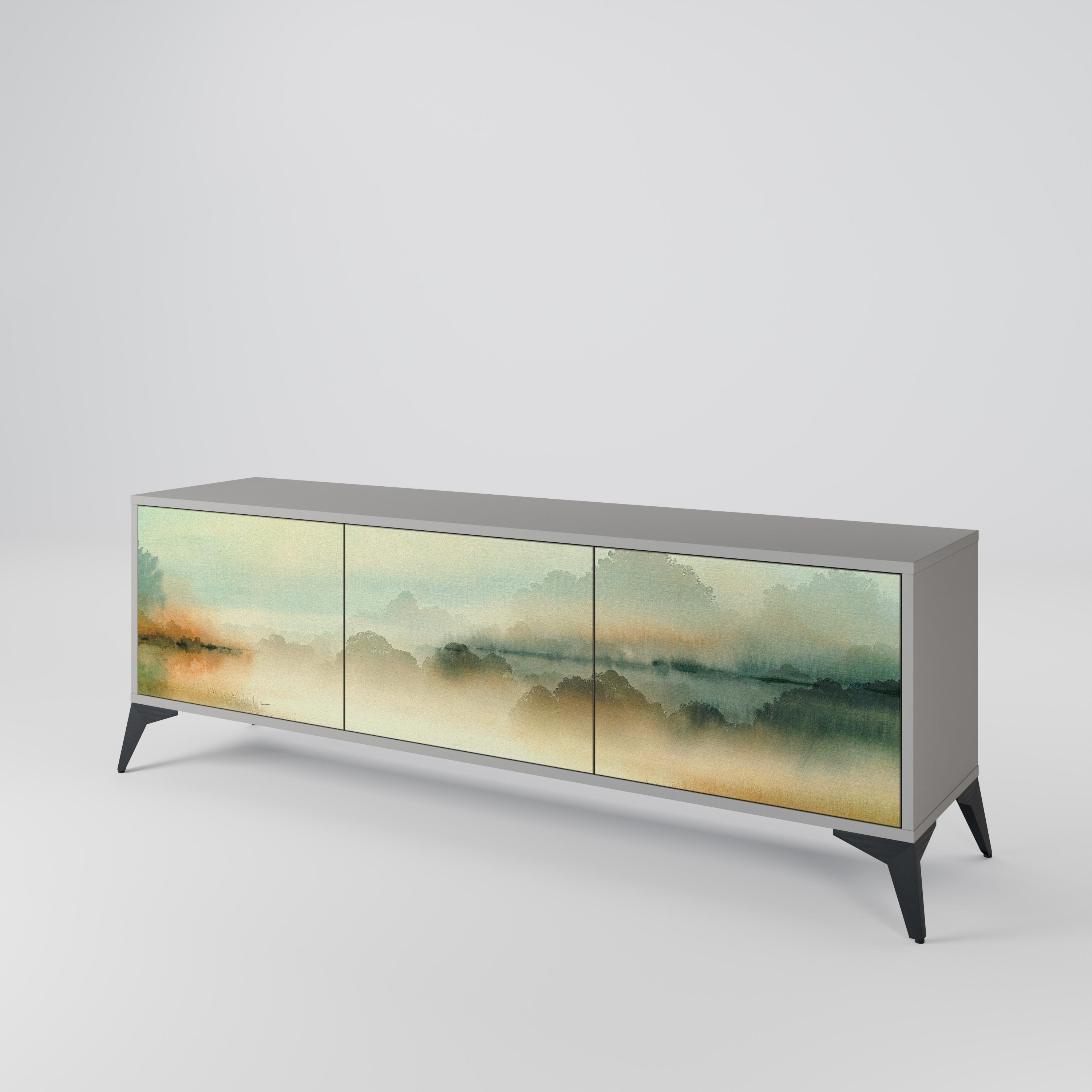 Mueble de TV de 3 puertas MORNING BY THE LAKE en acabado gris