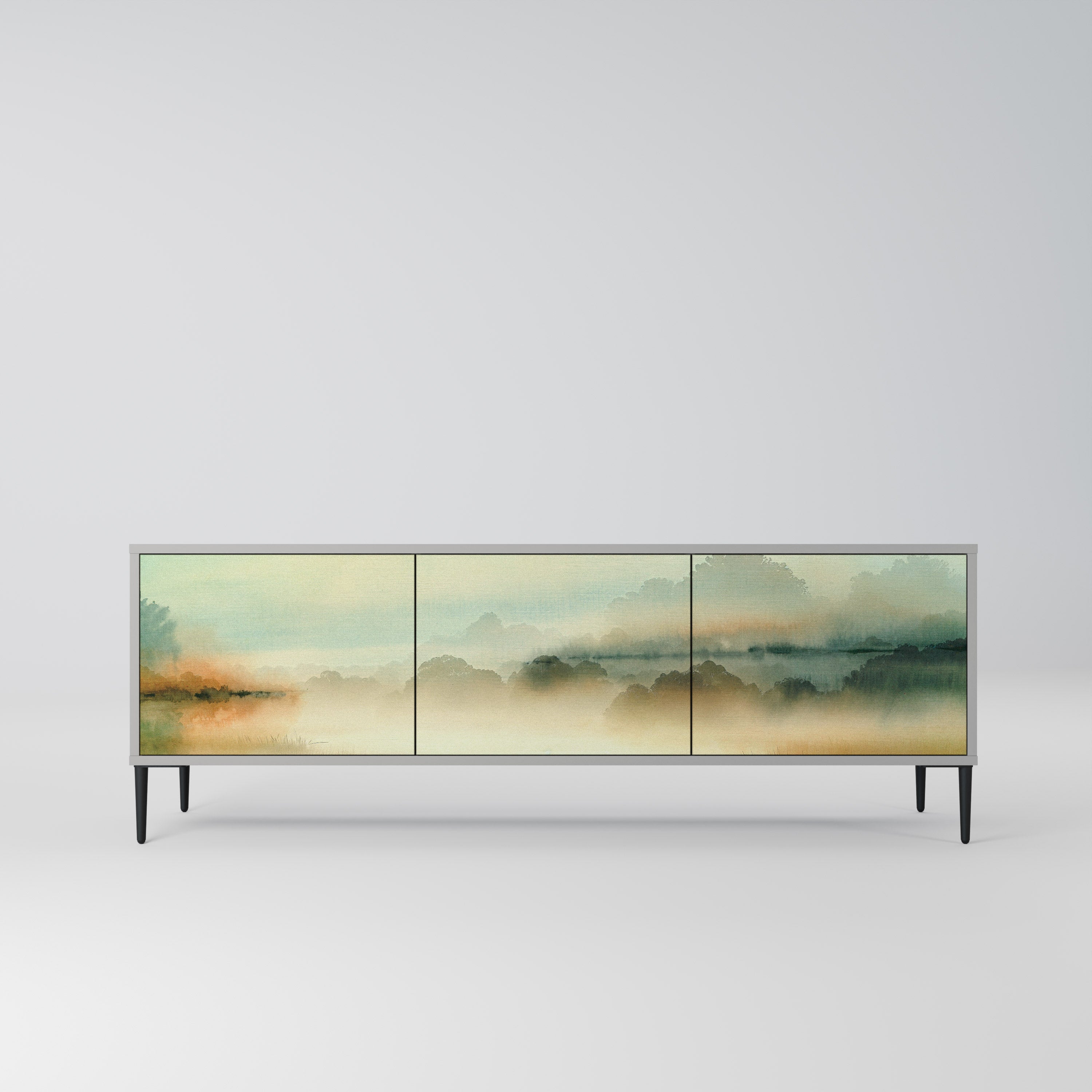 Mueble de TV de 3 puertas MORNING BY THE LAKE en acabado gris