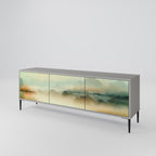 MORNING BY THE LAKE 3-Door TV Stand in Grey Finish