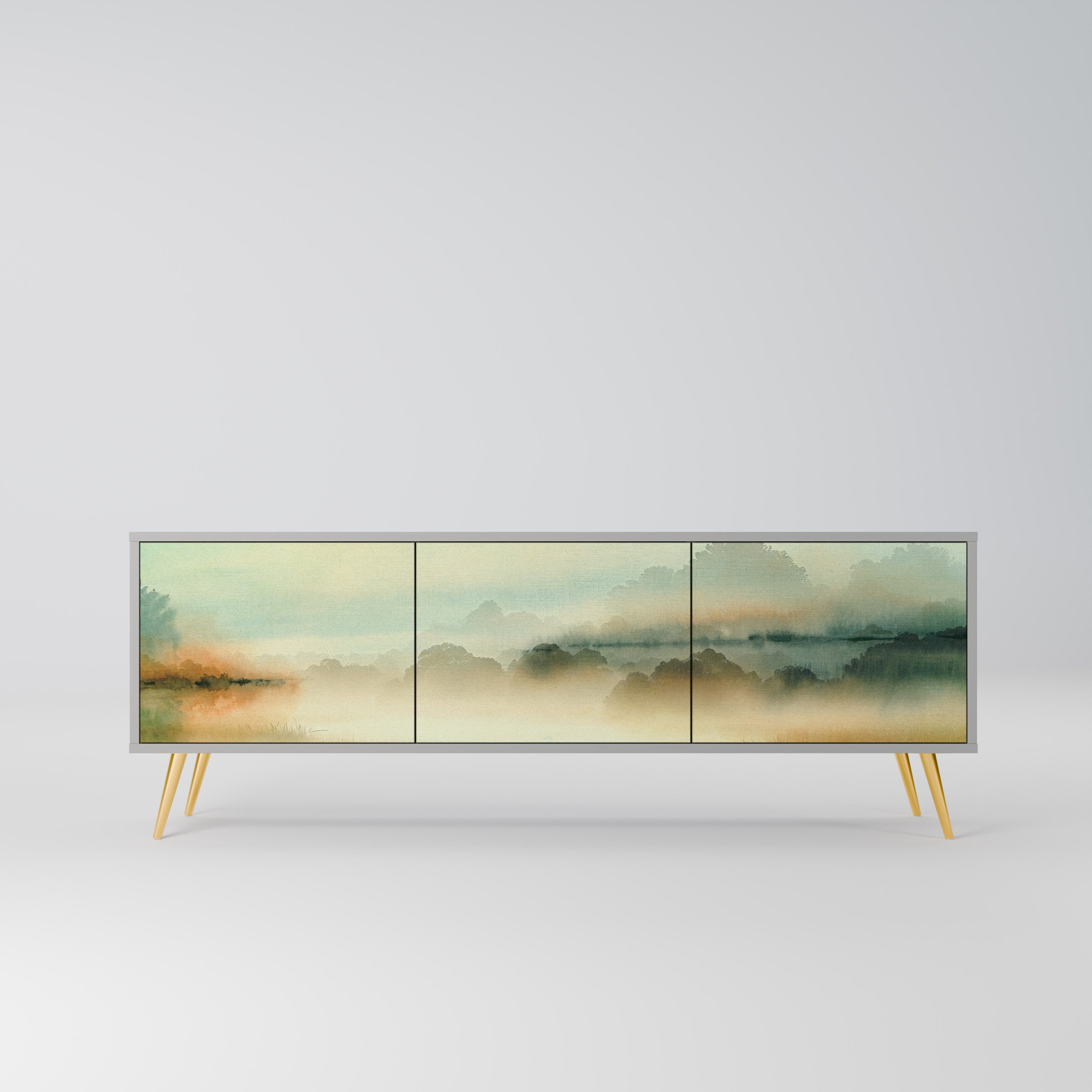 Mueble de TV de 3 puertas MORNING BY THE LAKE en acabado gris