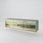 MORNING BY THE LAKE 3-Door TV Stand in Grey Finish