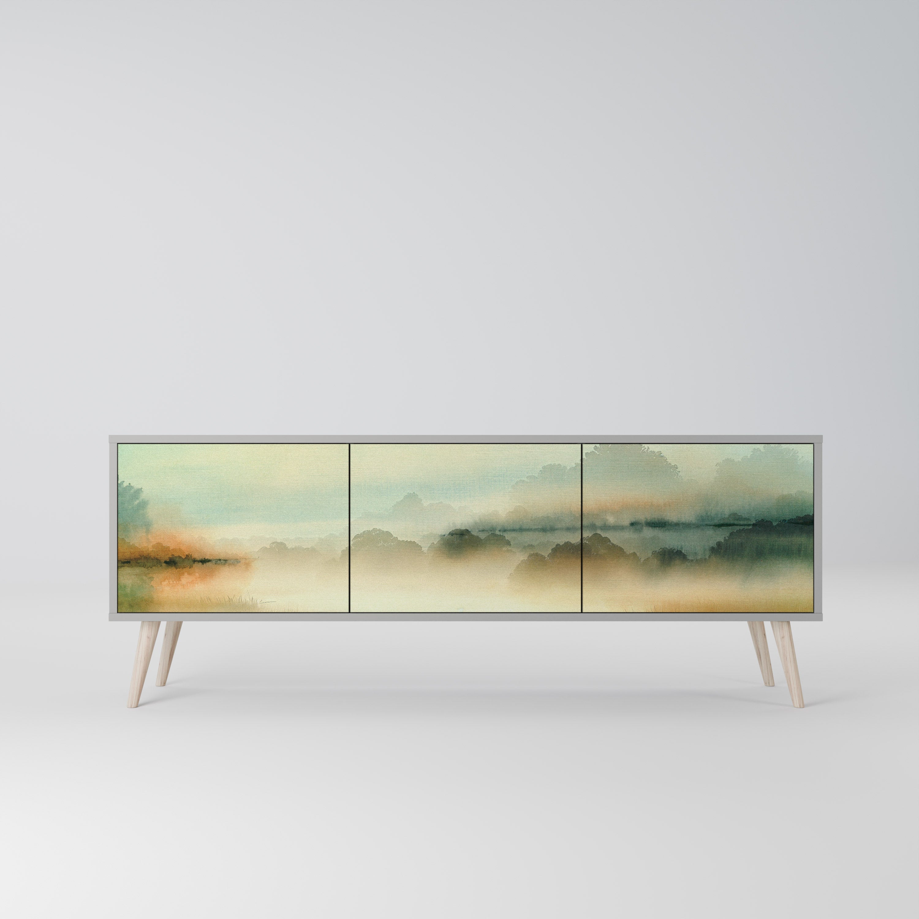 Mueble de TV de 3 puertas MORNING BY THE LAKE en acabado gris