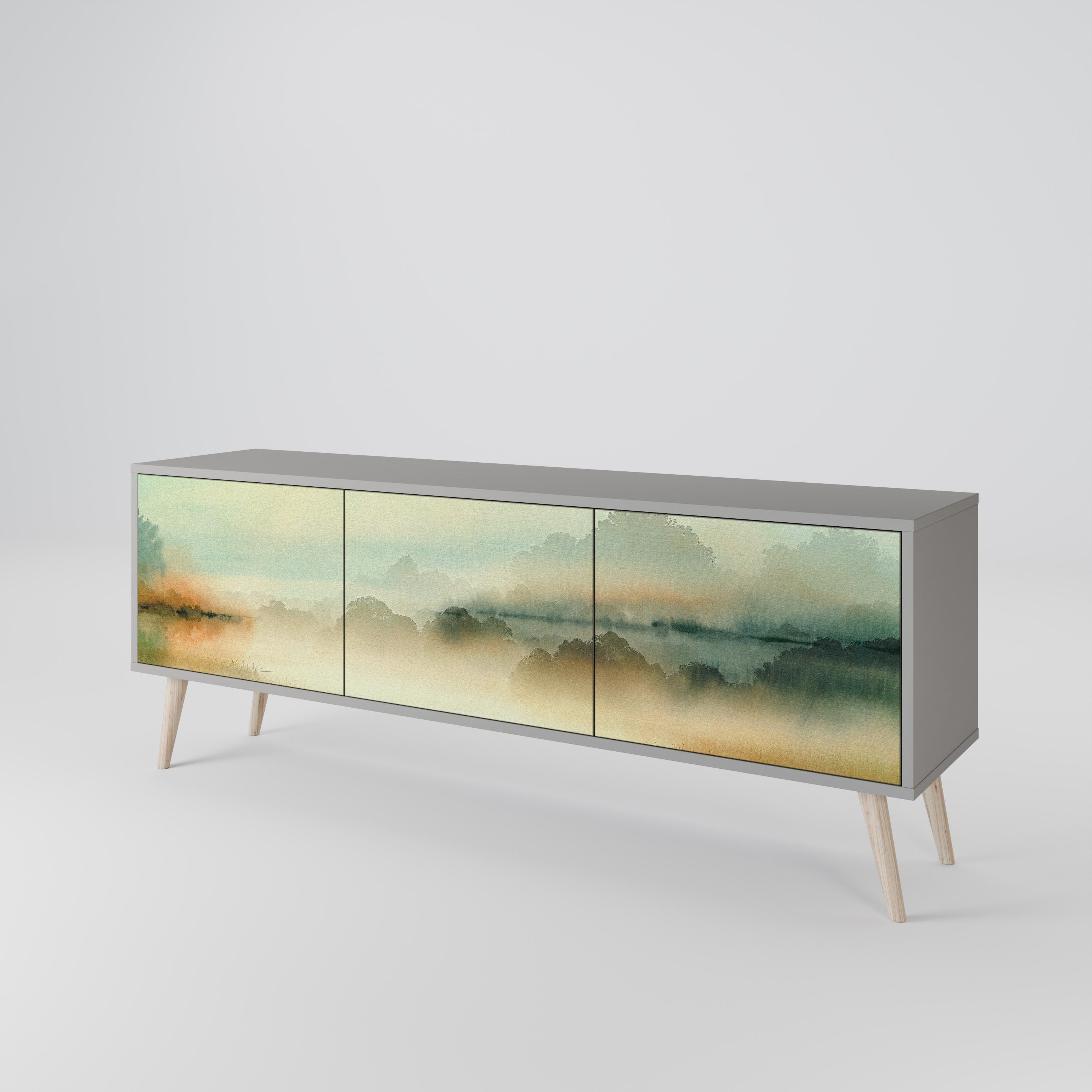 Mueble de TV de 3 puertas MORNING BY THE LAKE en acabado gris