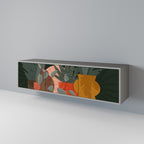 TROPICAL COMPOSITION Mueble de TV de 3 Puertas en Acabado Gris