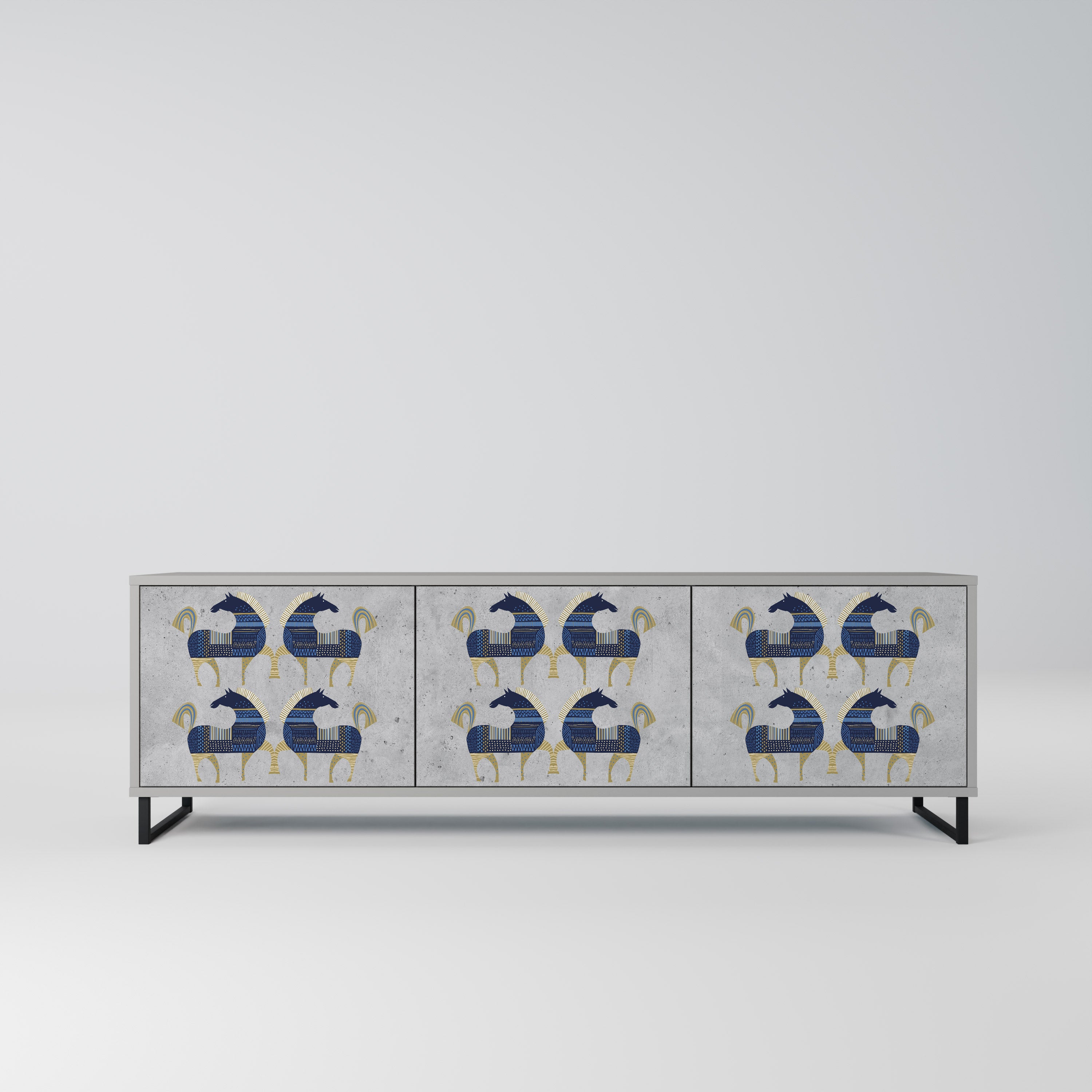 Mueble de TV MAJESTIC STEED de 3 puertas en acabado gris