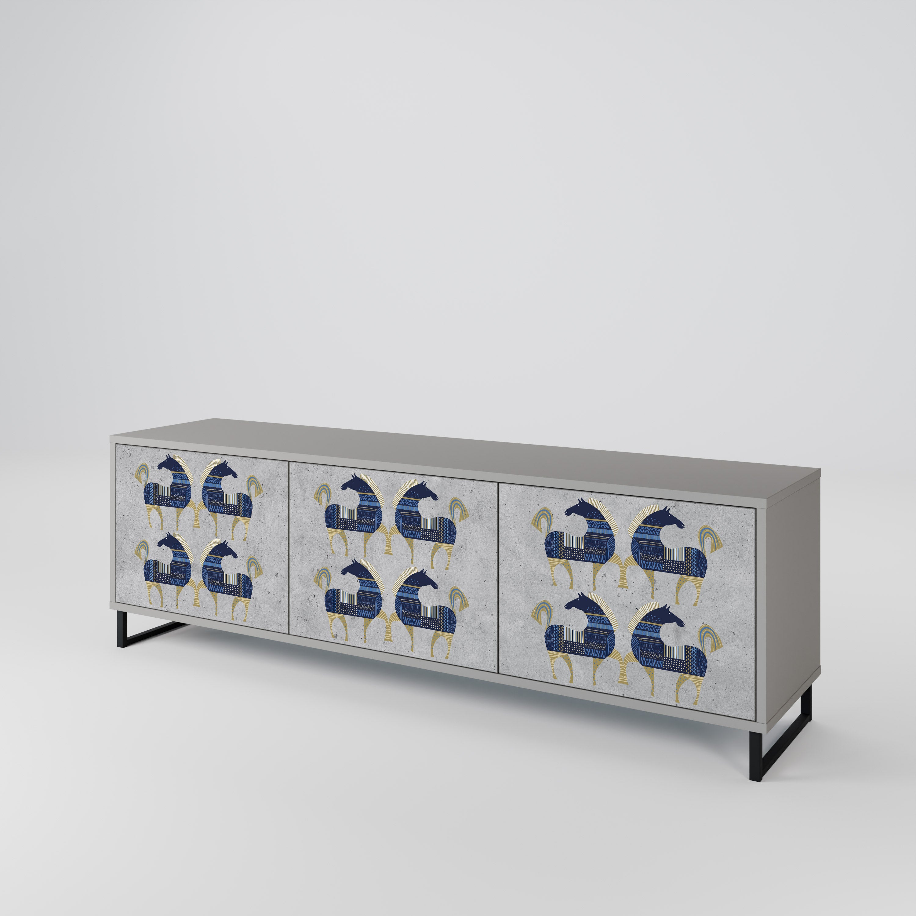 Mueble de TV MAJESTIC STEED de 3 puertas en acabado gris