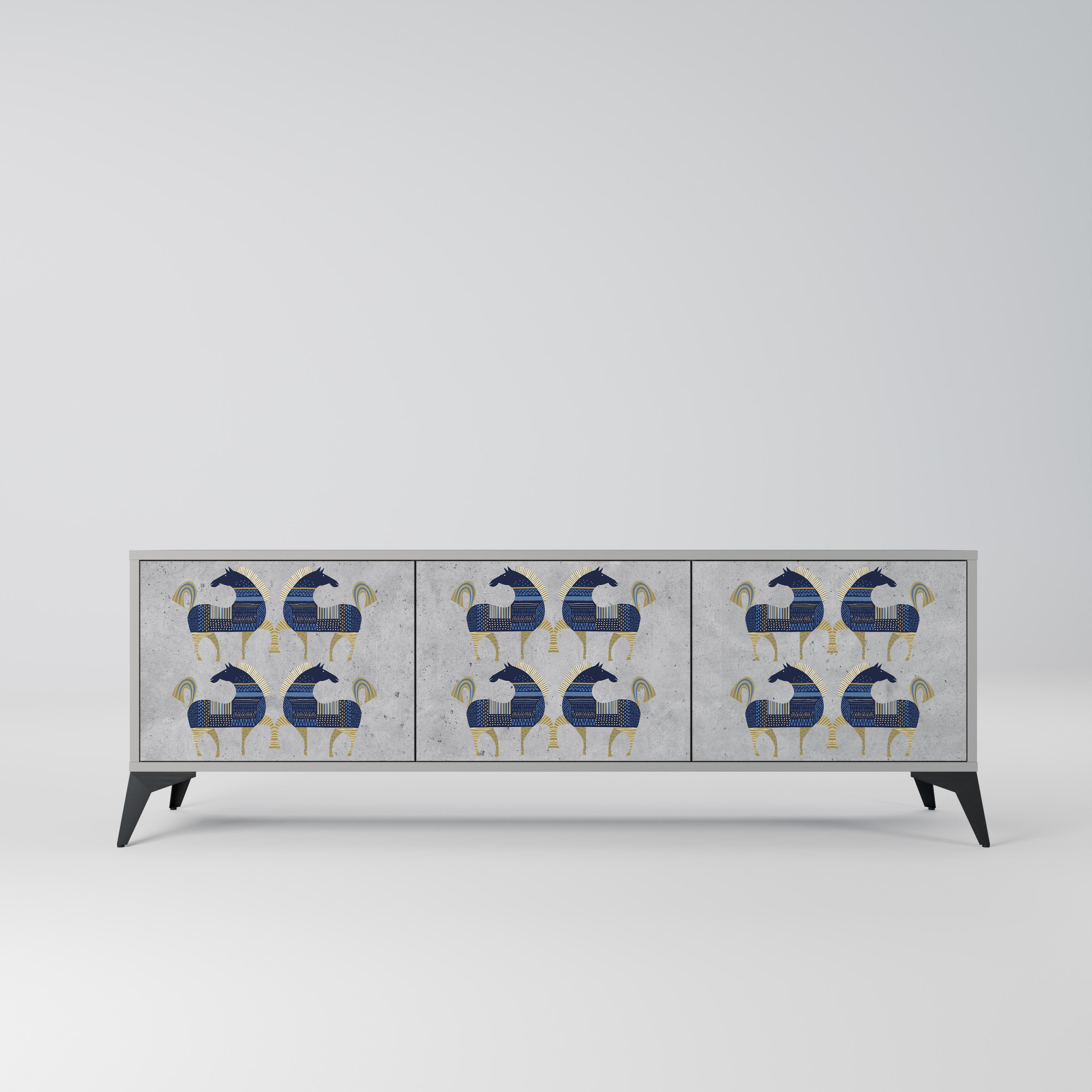 Mueble de TV MAJESTIC STEED de 3 puertas en acabado gris