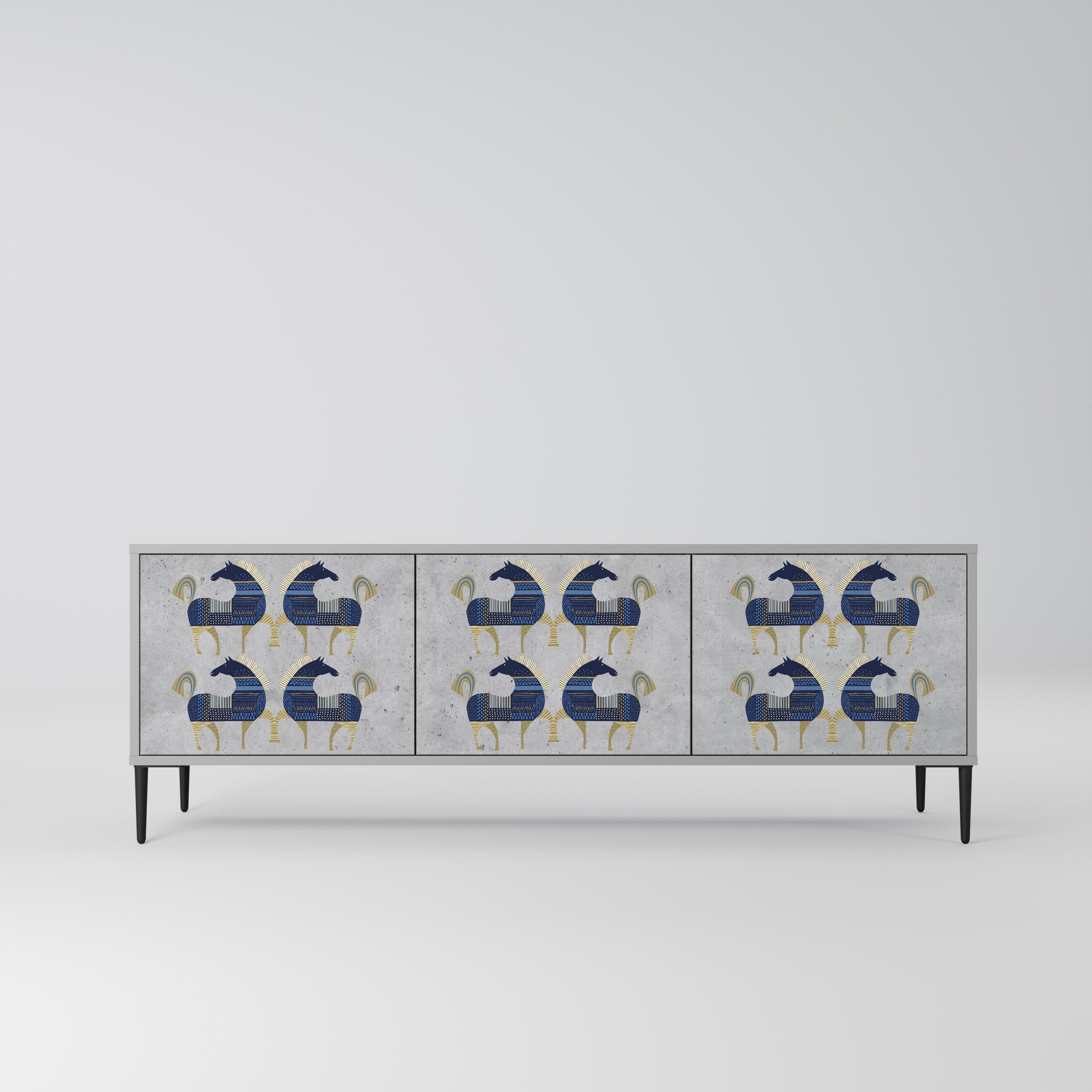 Mueble de TV MAJESTIC STEED de 3 puertas en acabado gris