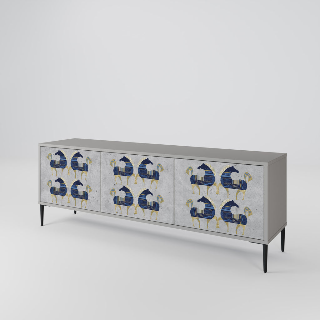 Mueble de TV MAJESTIC STEED de 3 puertas en acabado gris