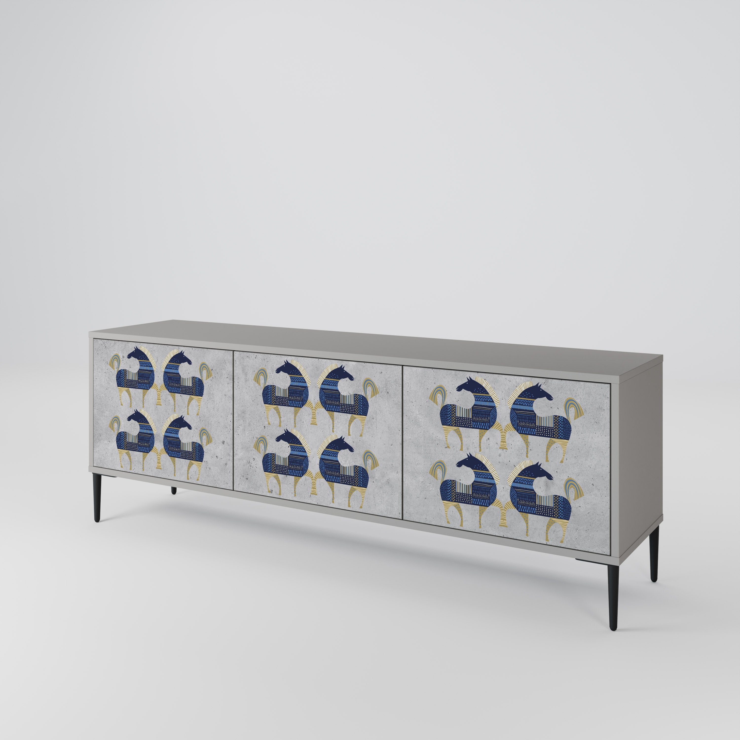 Mueble de TV MAJESTIC STEED de 3 puertas en acabado gris