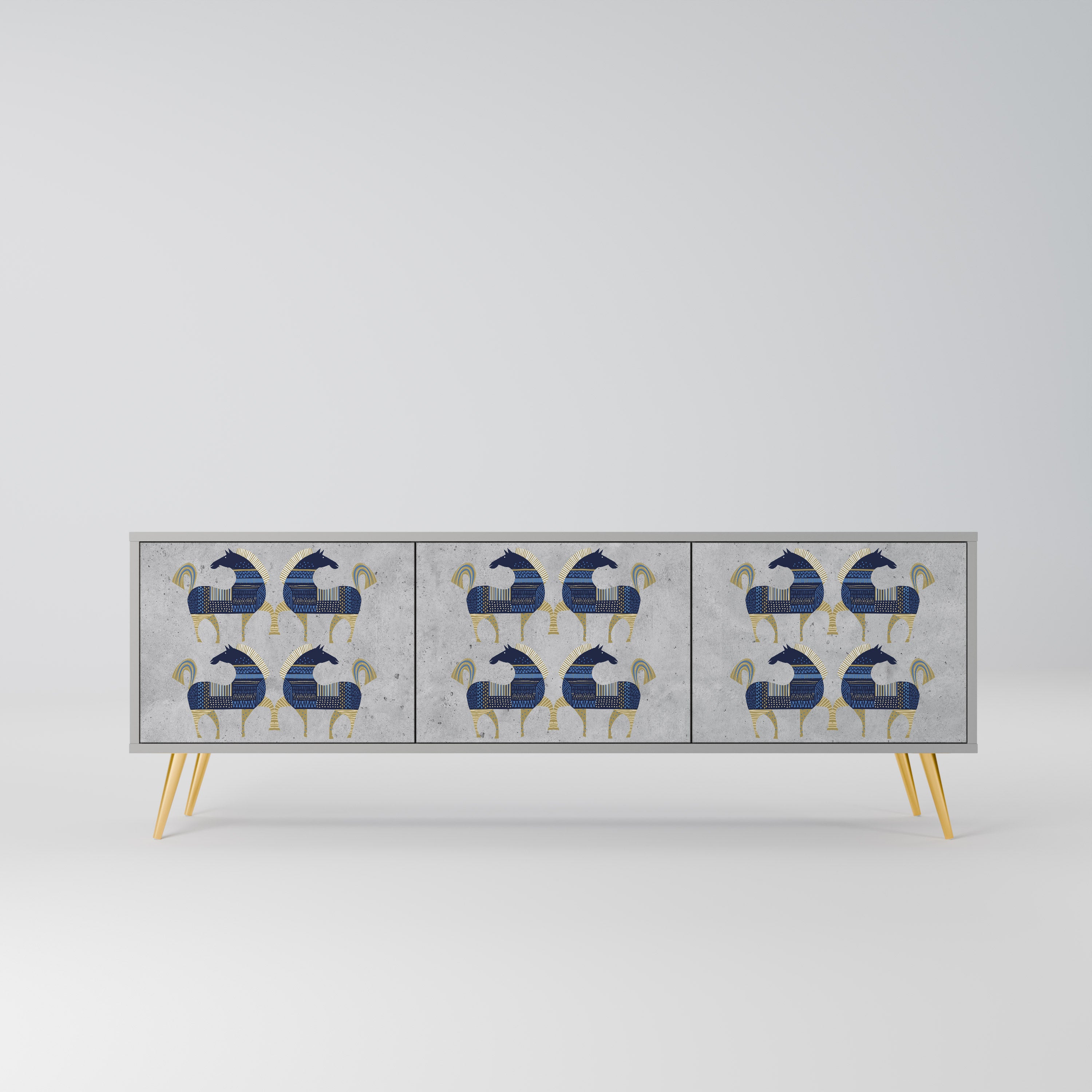 Mueble de TV MAJESTIC STEED de 3 puertas en acabado gris