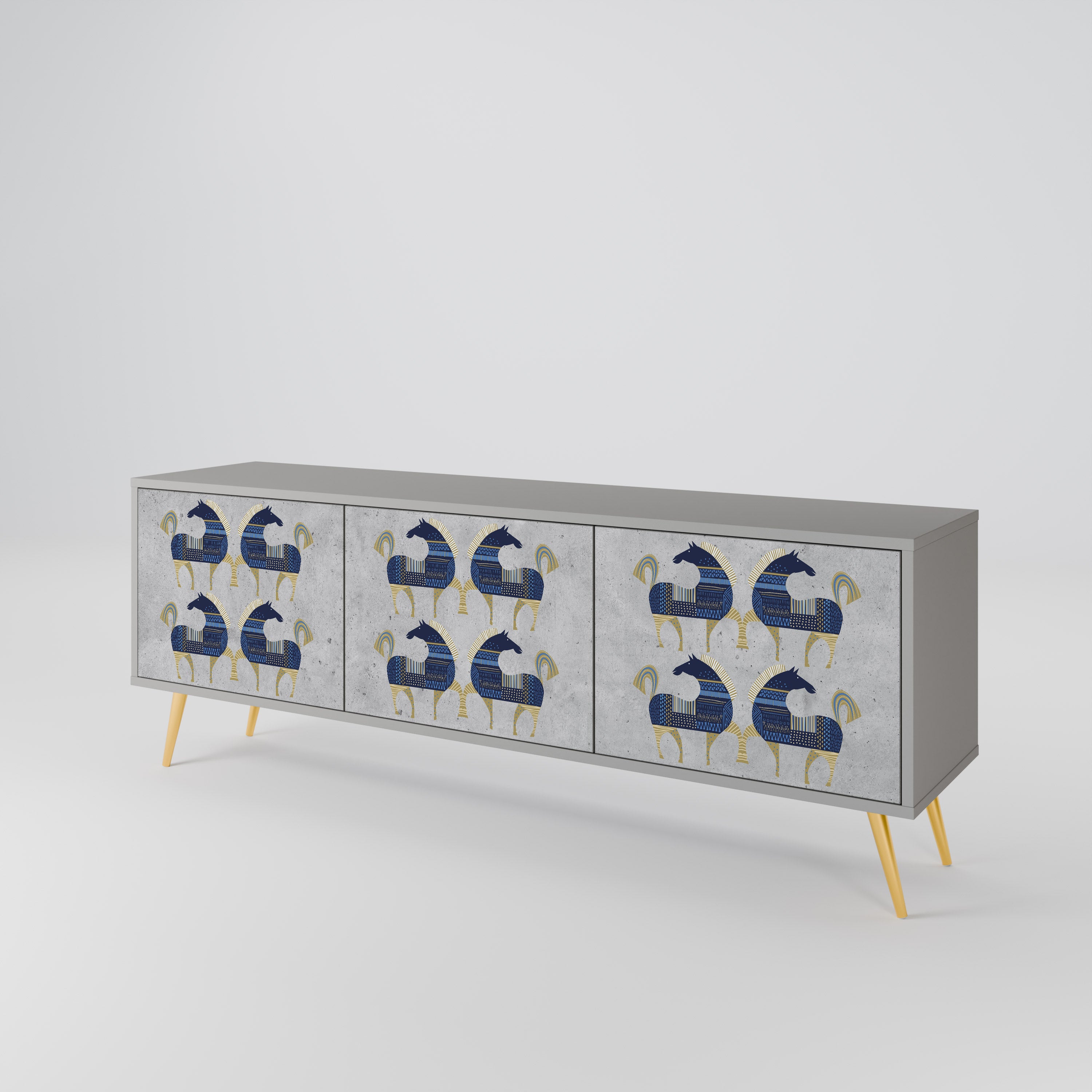 Mueble de TV MAJESTIC STEED de 3 puertas en acabado gris