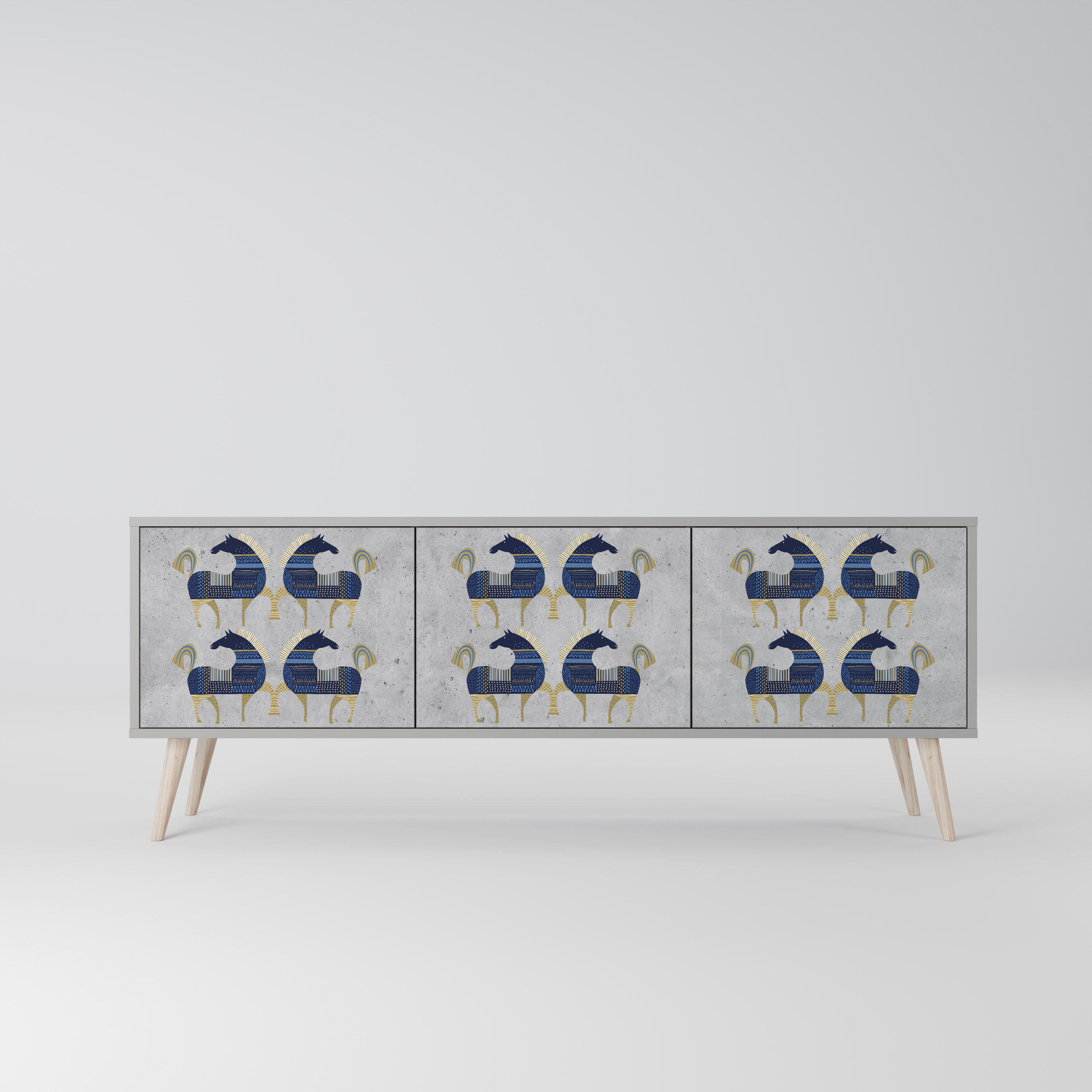 Mueble de TV MAJESTIC STEED de 3 puertas en acabado gris