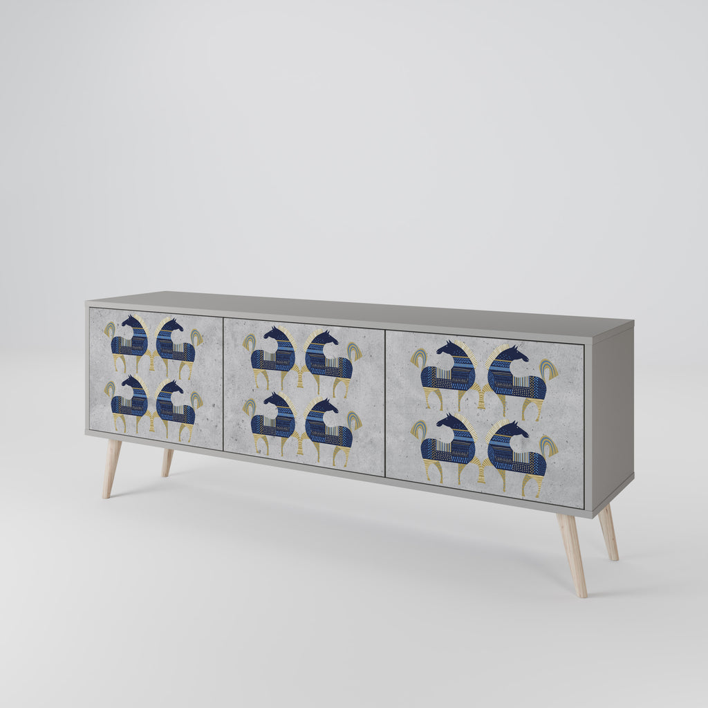 Mueble de TV MAJESTIC STEED de 3 puertas en acabado gris