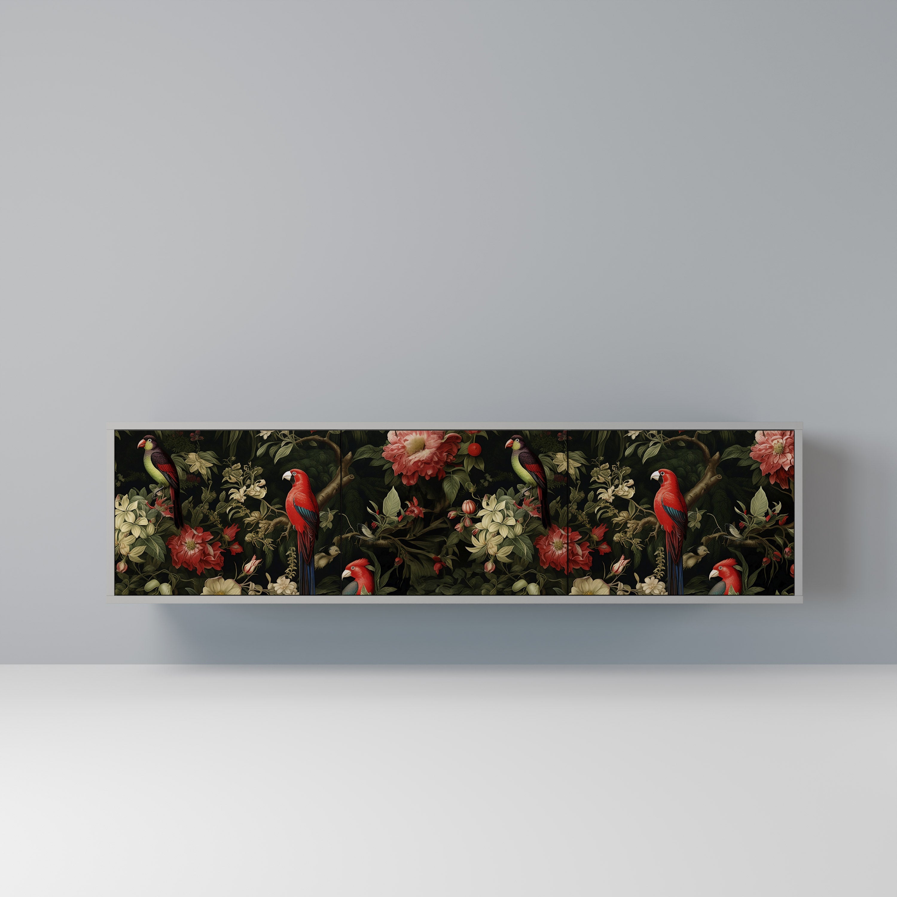 Mueble de TV de 3 puertas AVIAN GREENERY en acabado gris