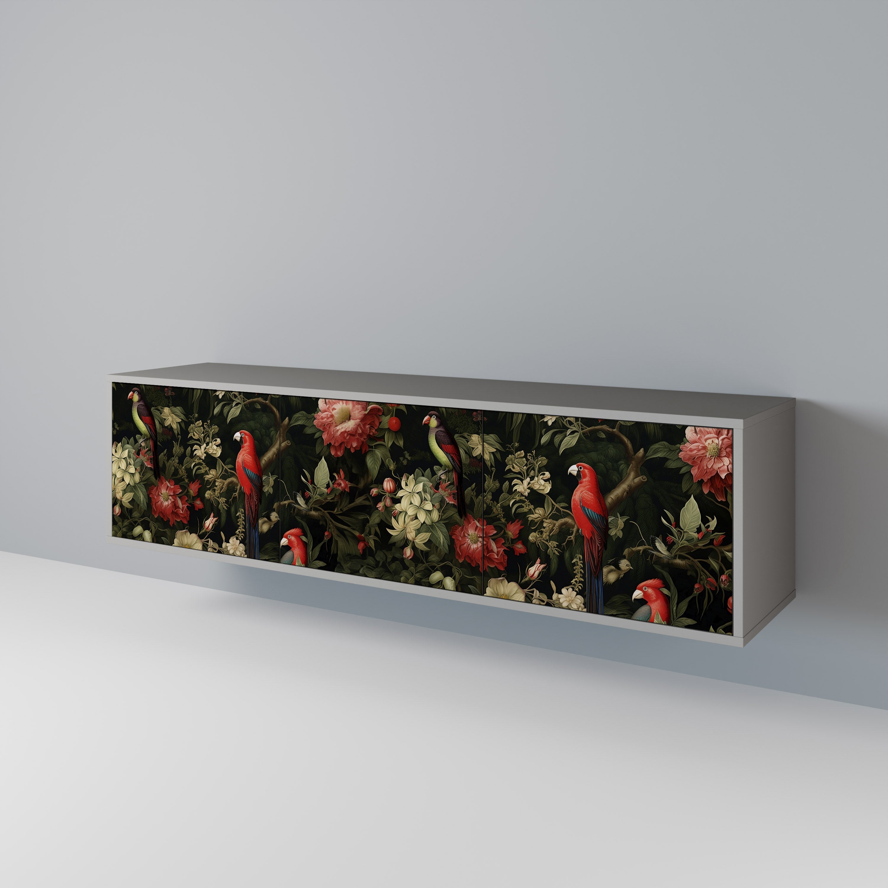 Mueble de TV de 3 puertas AVIAN GREENERY en acabado gris