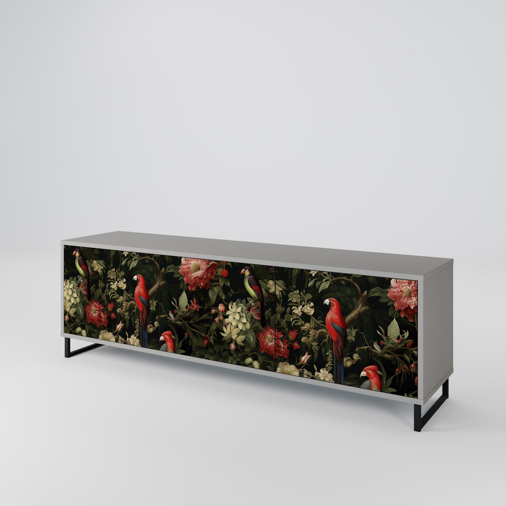 Mueble de TV de 3 puertas AVIAN GREENERY en acabado gris