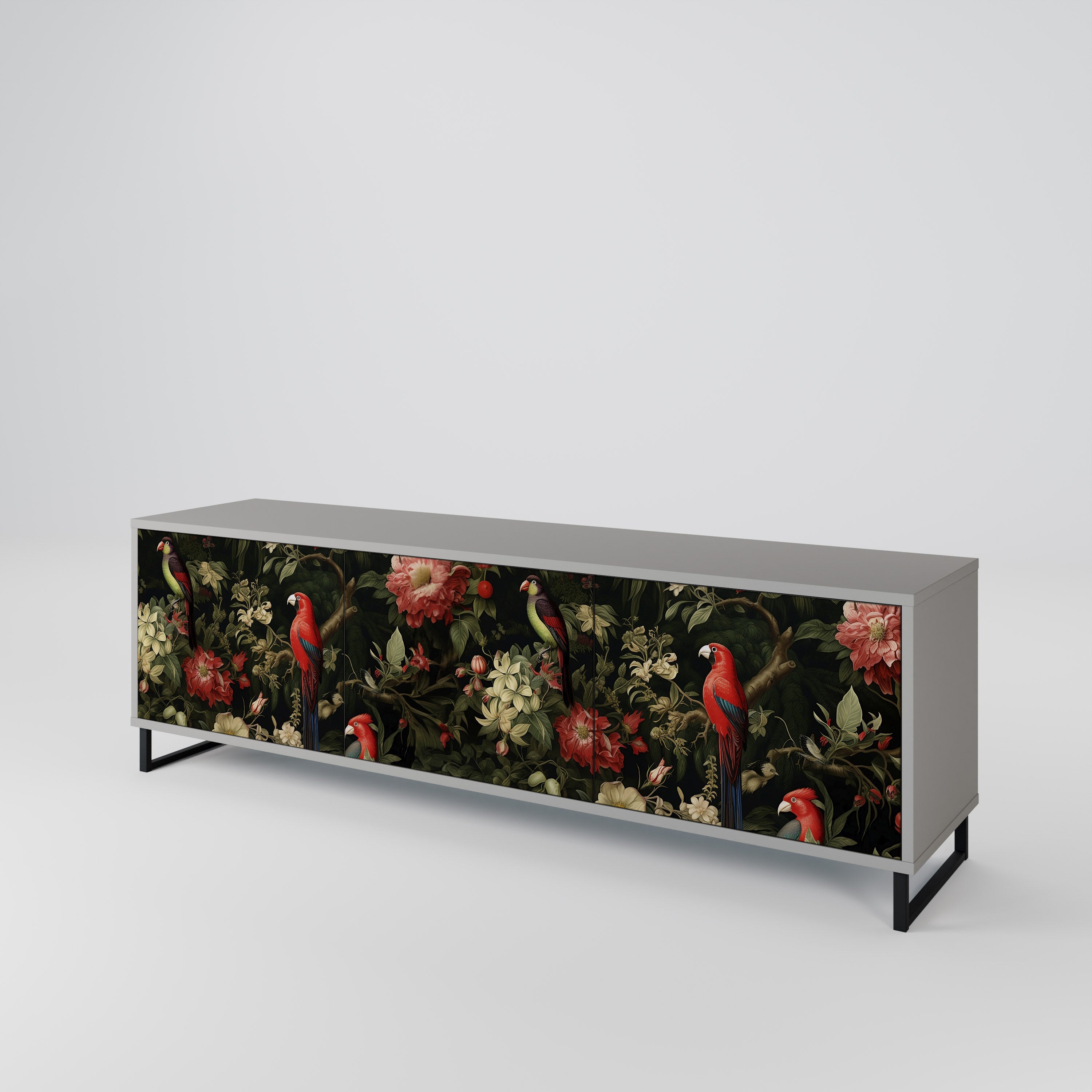 Mueble de TV de 3 puertas AVIAN GREENERY en acabado gris