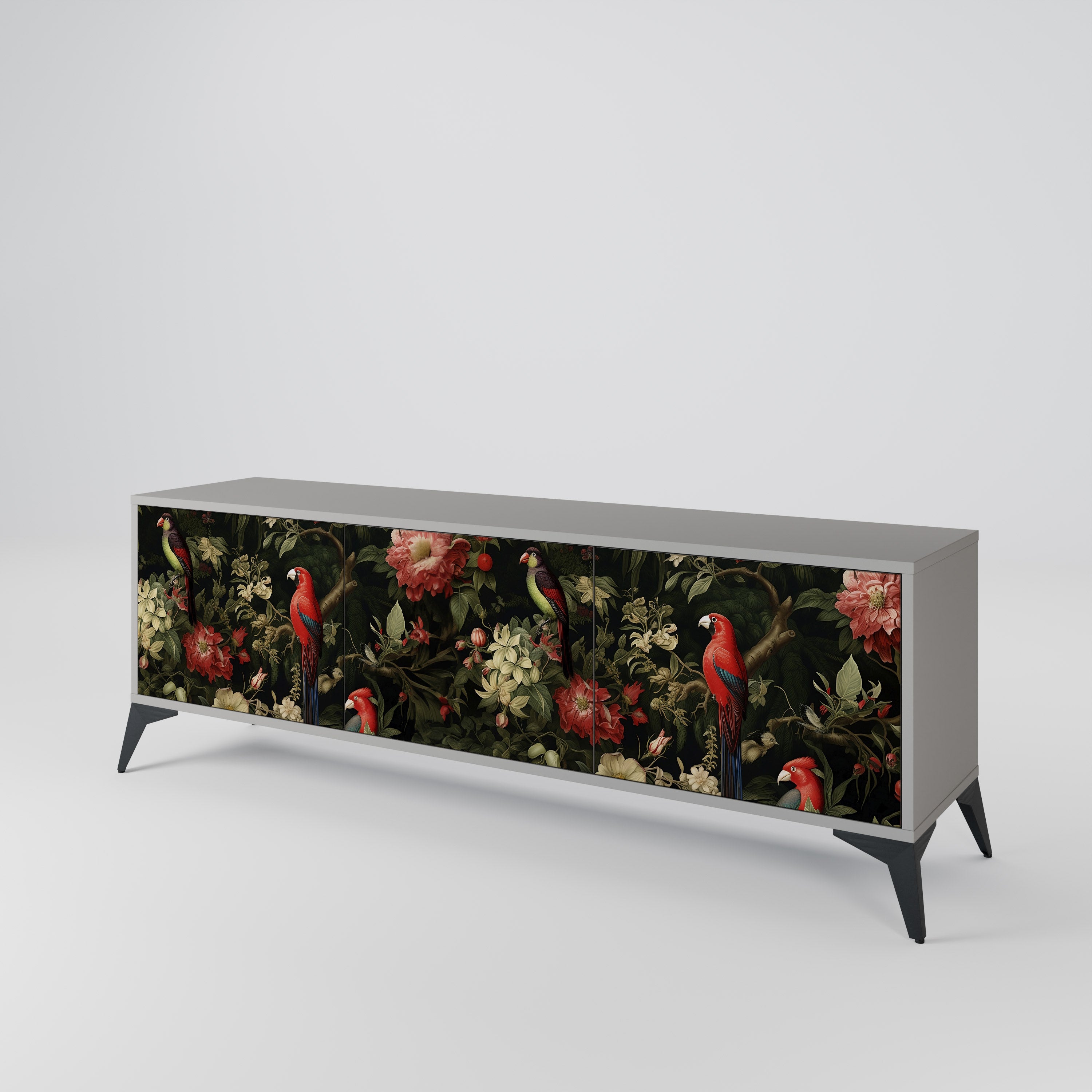 Mueble de TV de 3 puertas AVIAN GREENERY en acabado gris