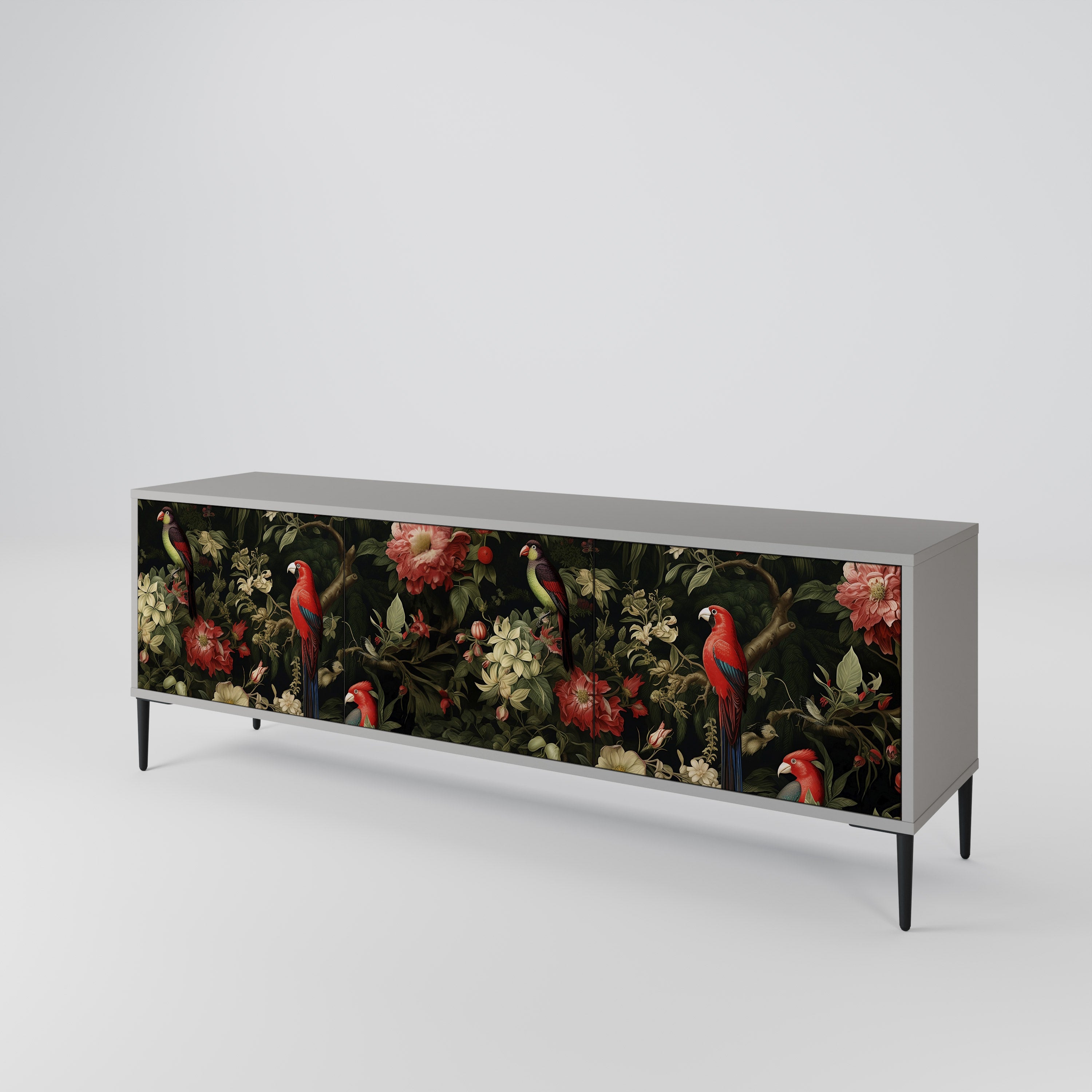 Mueble de TV de 3 puertas AVIAN GREENERY en acabado gris