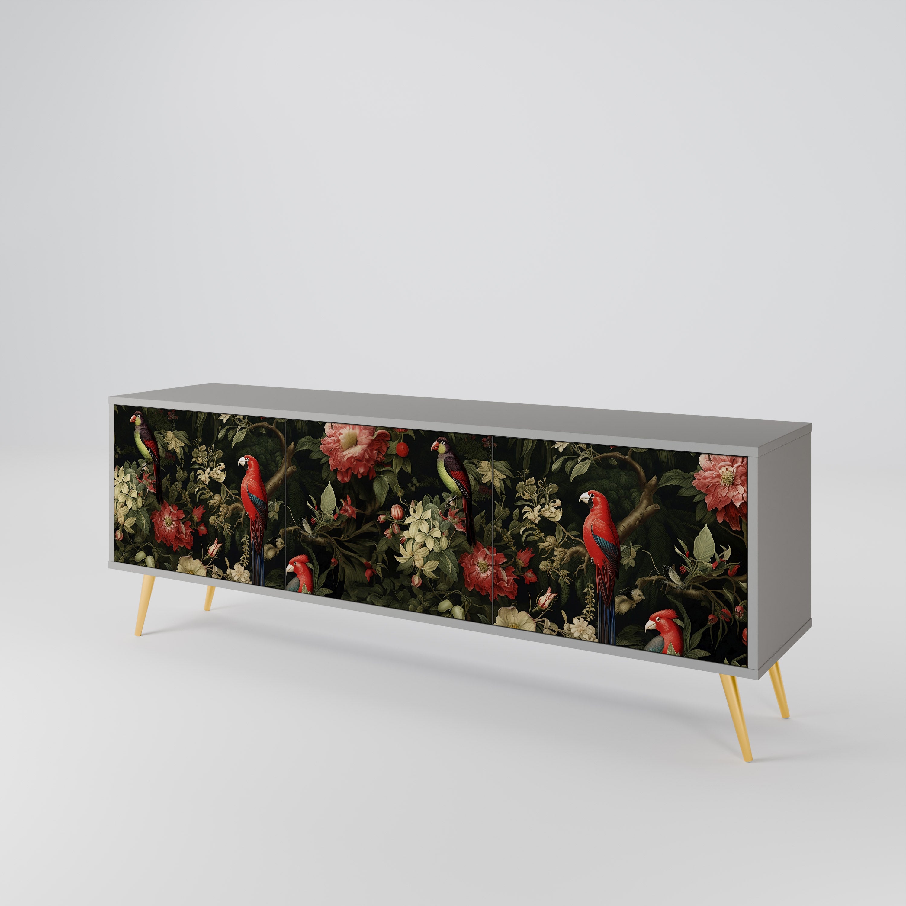 Mueble de TV de 3 puertas AVIAN GREENERY en acabado gris