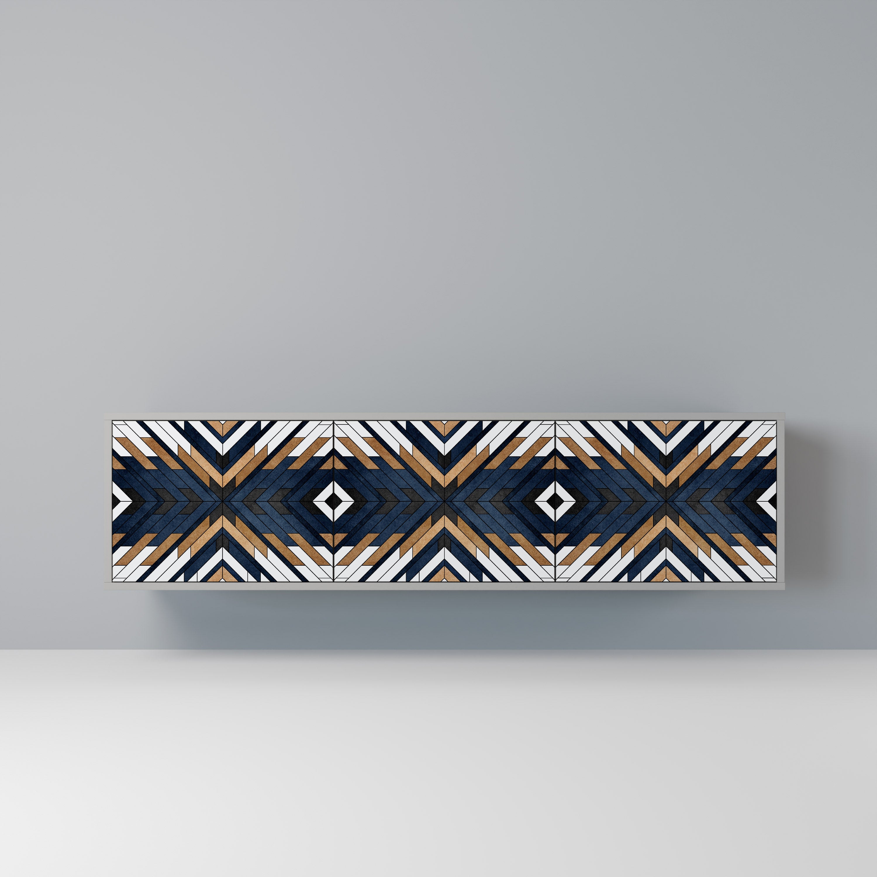 Mueble de TV de 3 puertas ARTFUL GEOMETRY en acabado gris