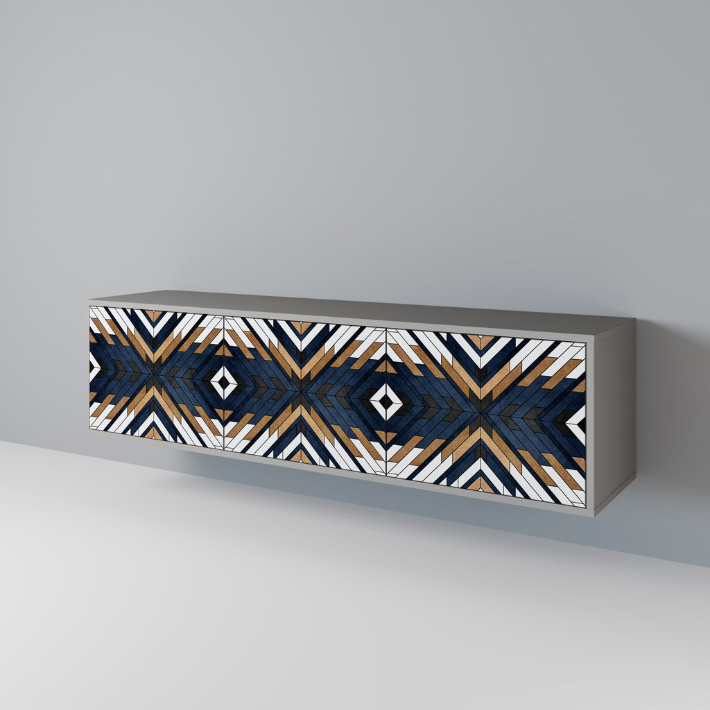 Mueble de TV de 3 puertas ARTFUL GEOMETRY en acabado gris