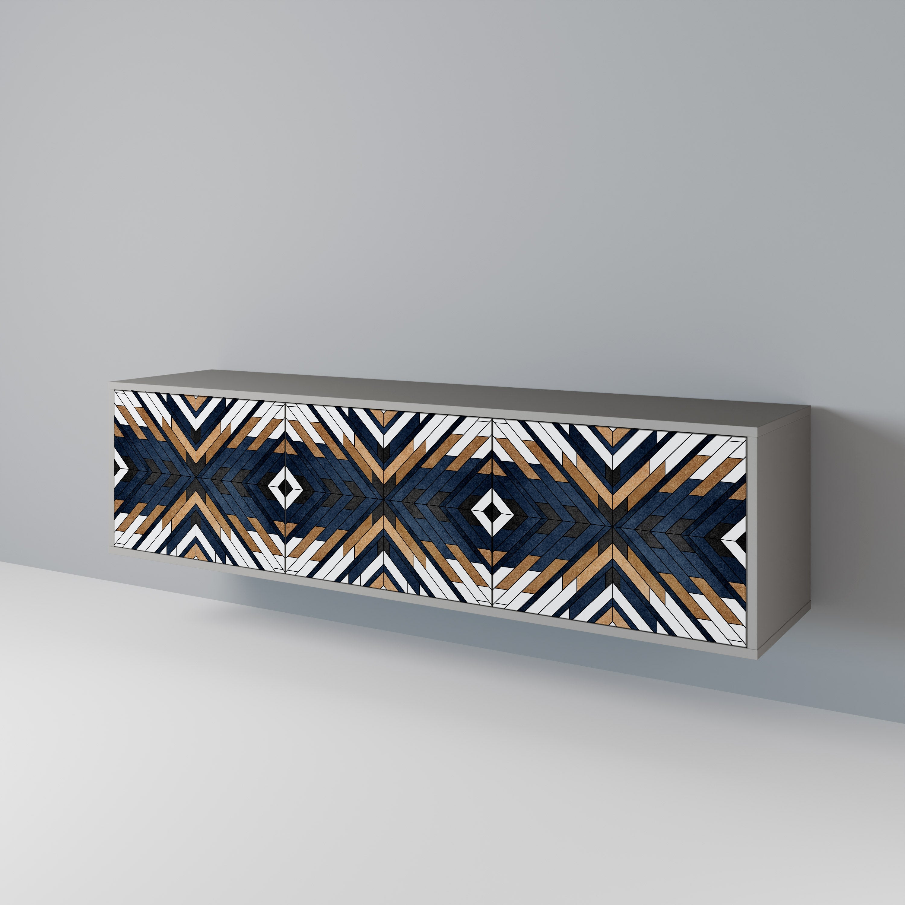 Mueble de TV de 3 puertas ARTFUL GEOMETRY en acabado gris