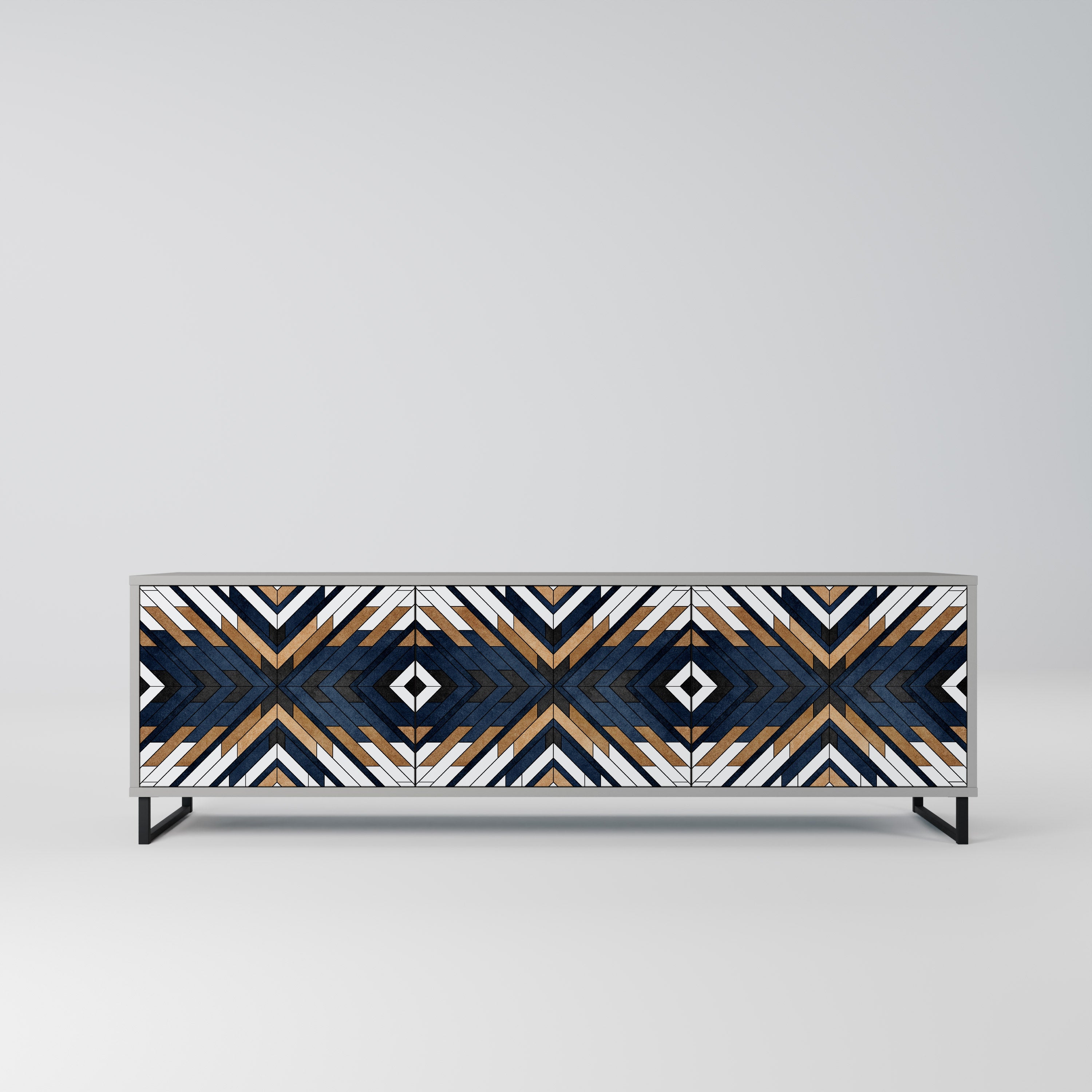 Mueble de TV de 3 puertas ARTFUL GEOMETRY en acabado gris