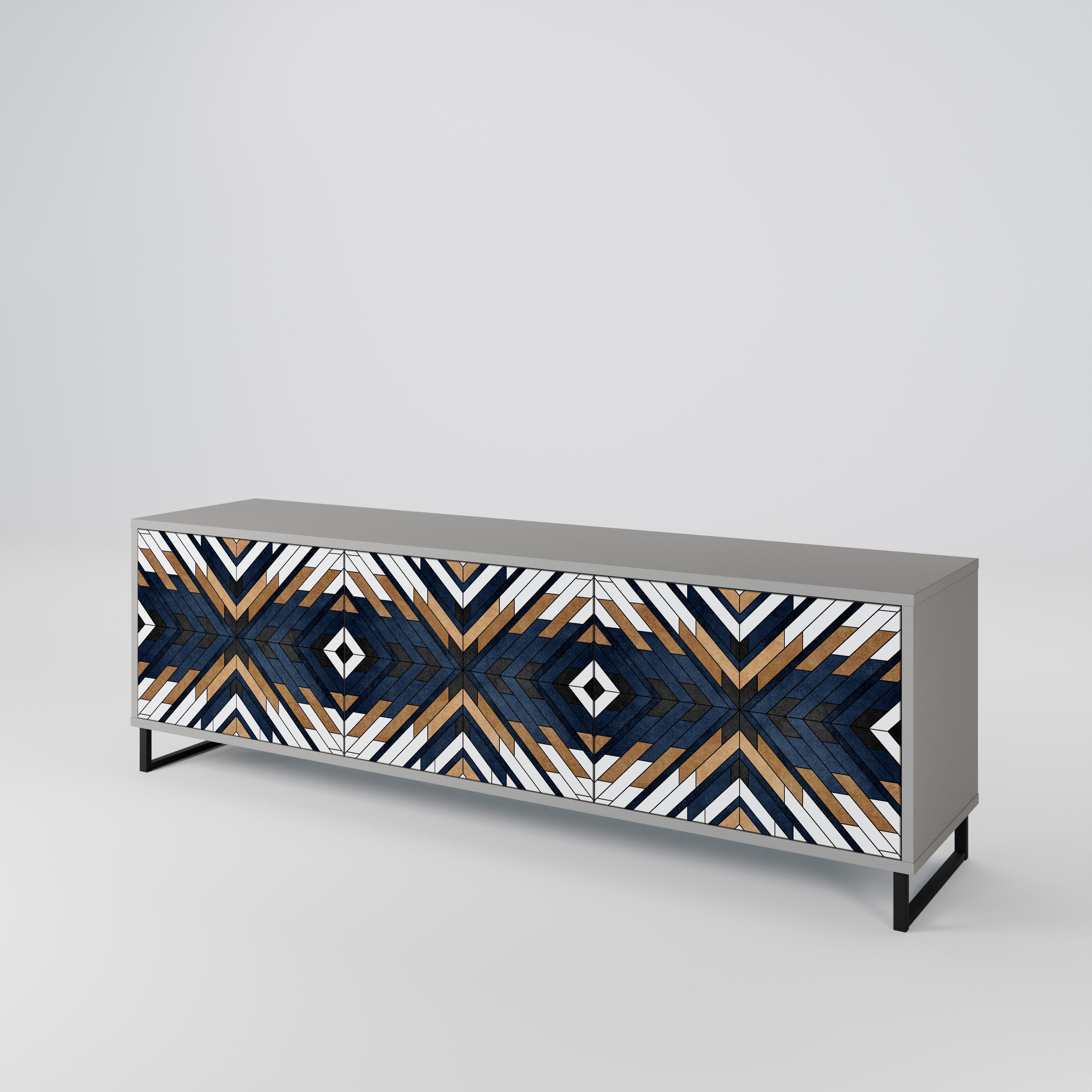 Mueble de TV de 3 puertas ARTFUL GEOMETRY en acabado gris