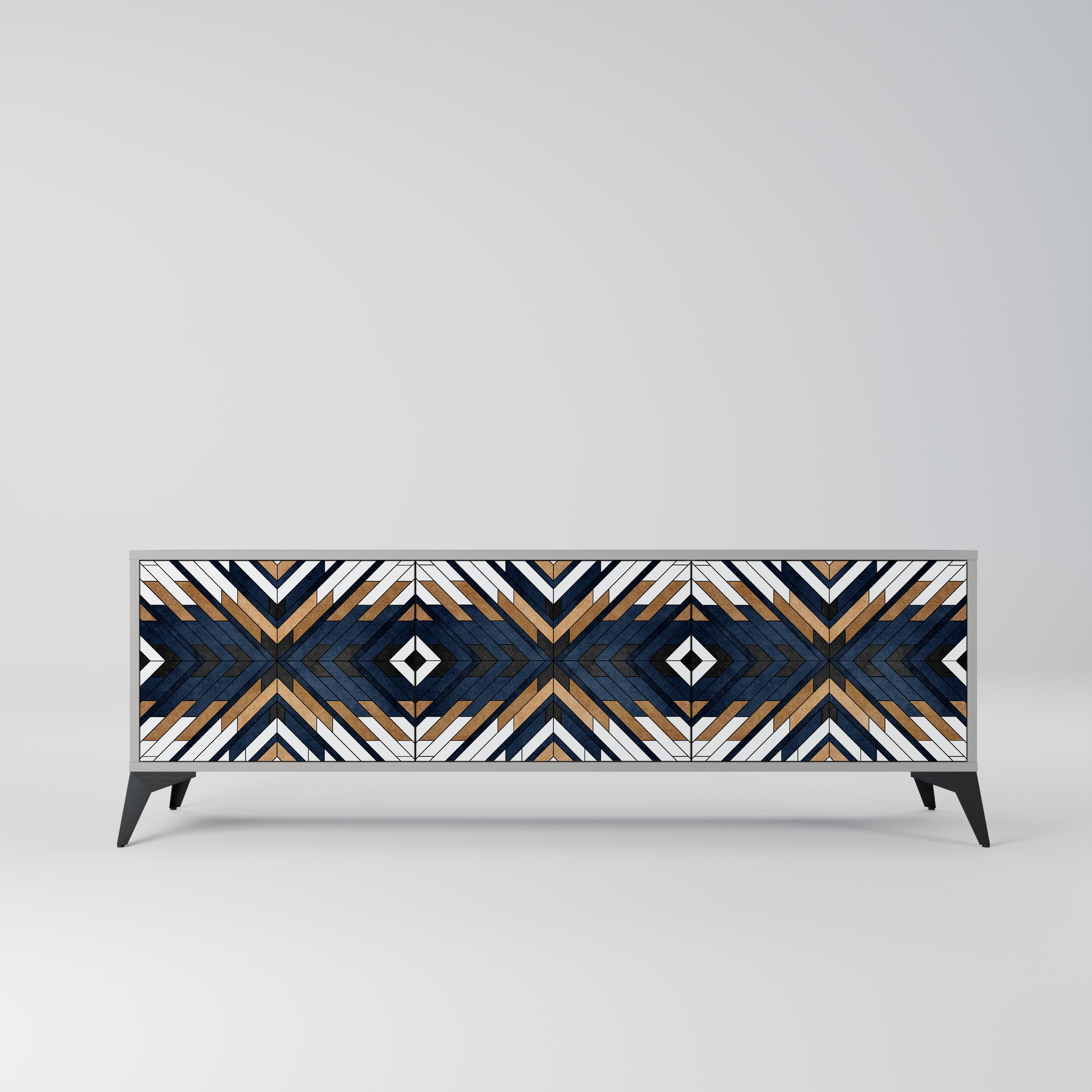 Mueble de TV de 3 puertas ARTFUL GEOMETRY en acabado gris