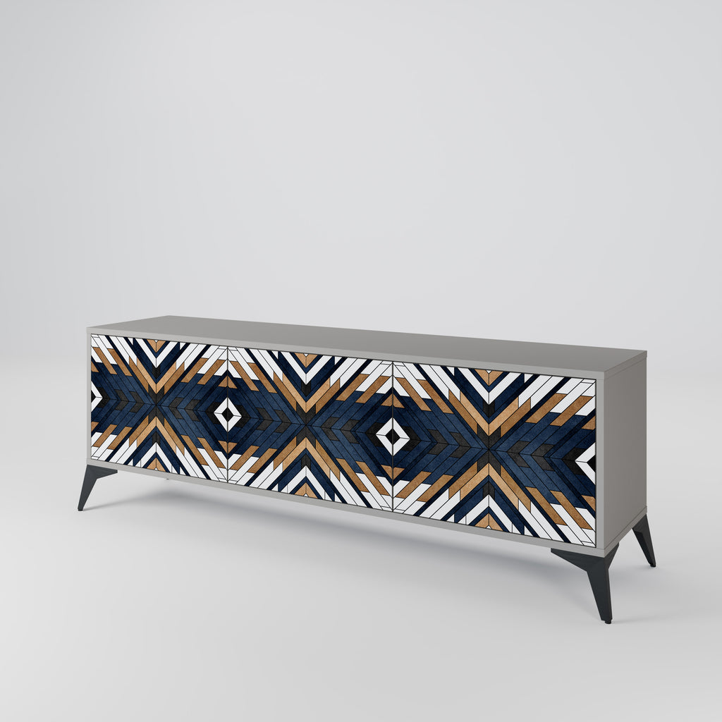 Mueble de TV de 3 puertas ARTFUL GEOMETRY en acabado gris