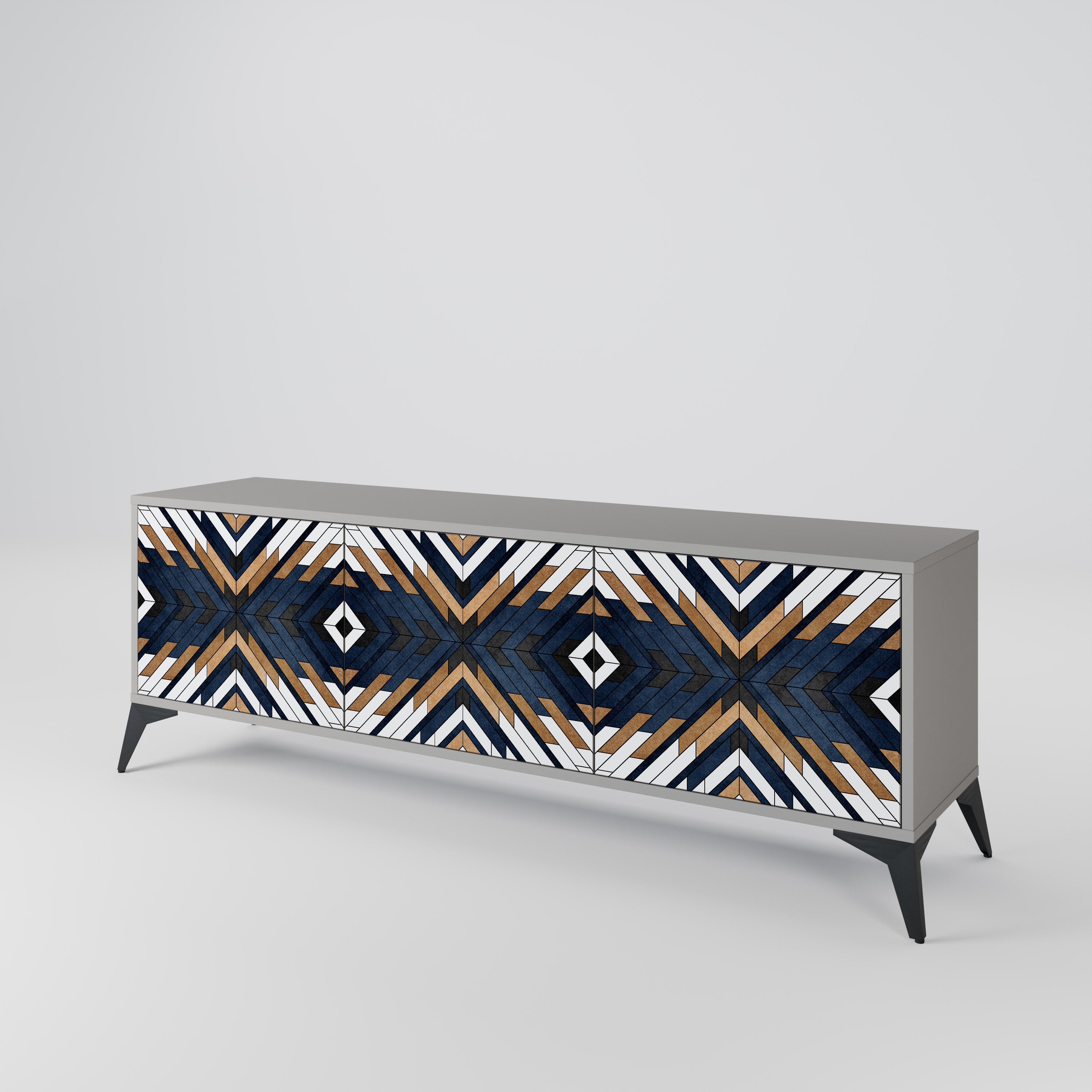 Mueble de TV de 3 puertas ARTFUL GEOMETRY en acabado gris