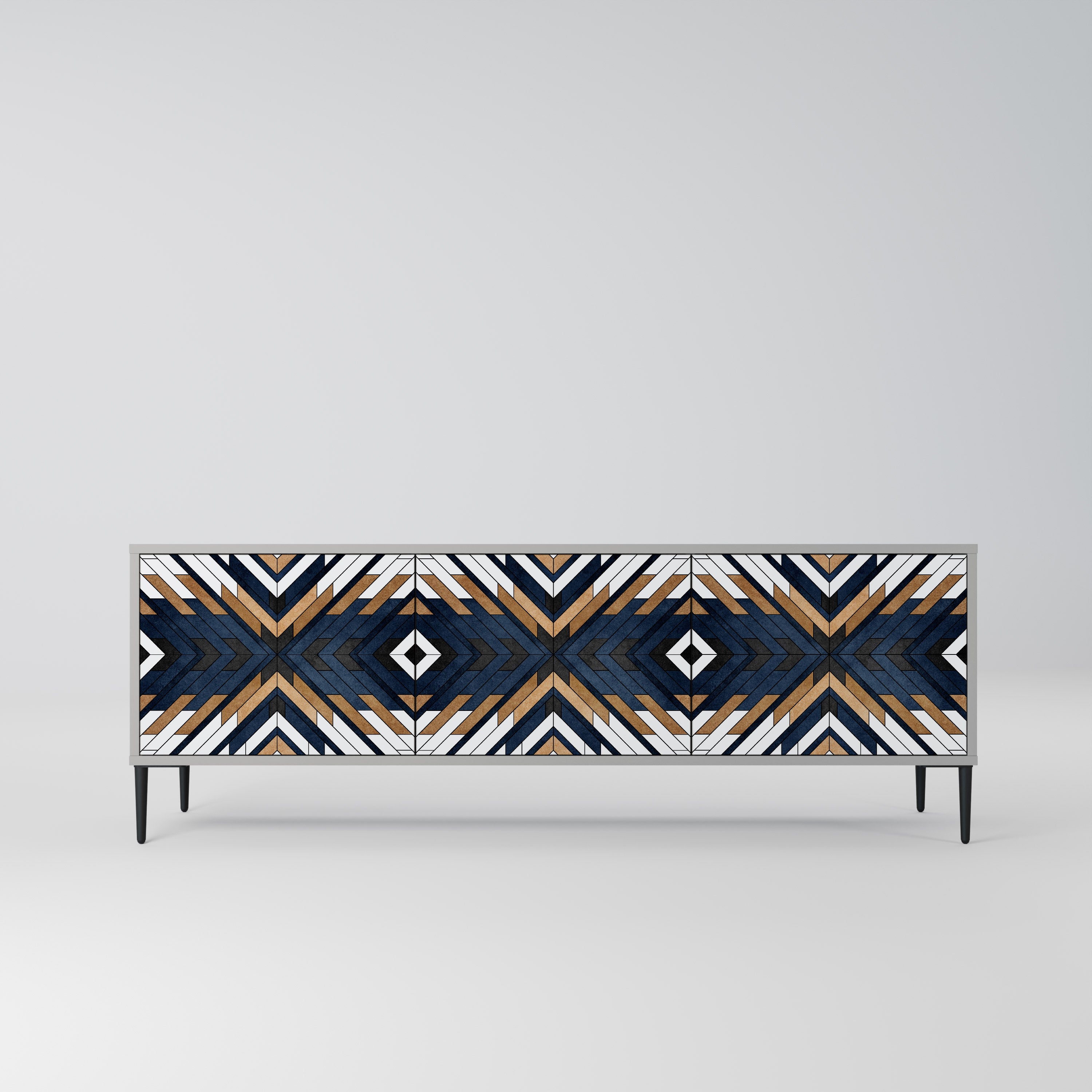 Mueble de TV de 3 puertas ARTFUL GEOMETRY en acabado gris