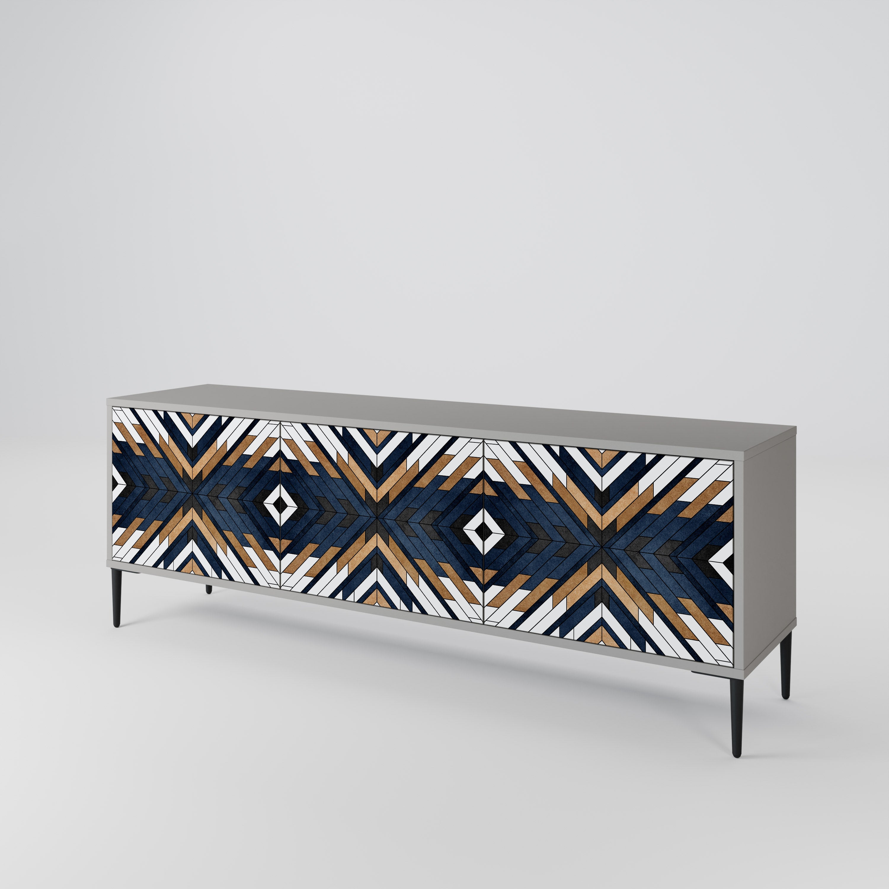 Mueble de TV de 3 puertas ARTFUL GEOMETRY en acabado gris