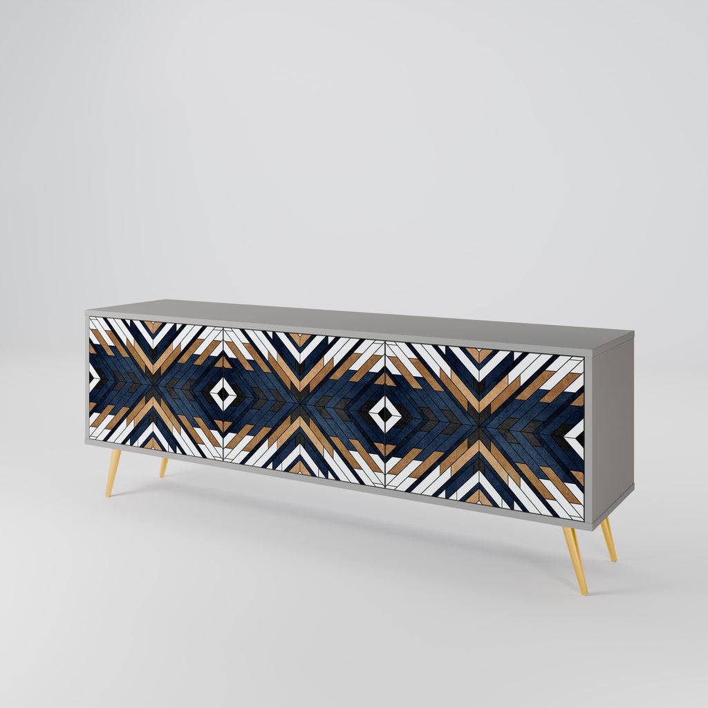 Mueble de TV de 3 puertas ARTFUL GEOMETRY en acabado gris