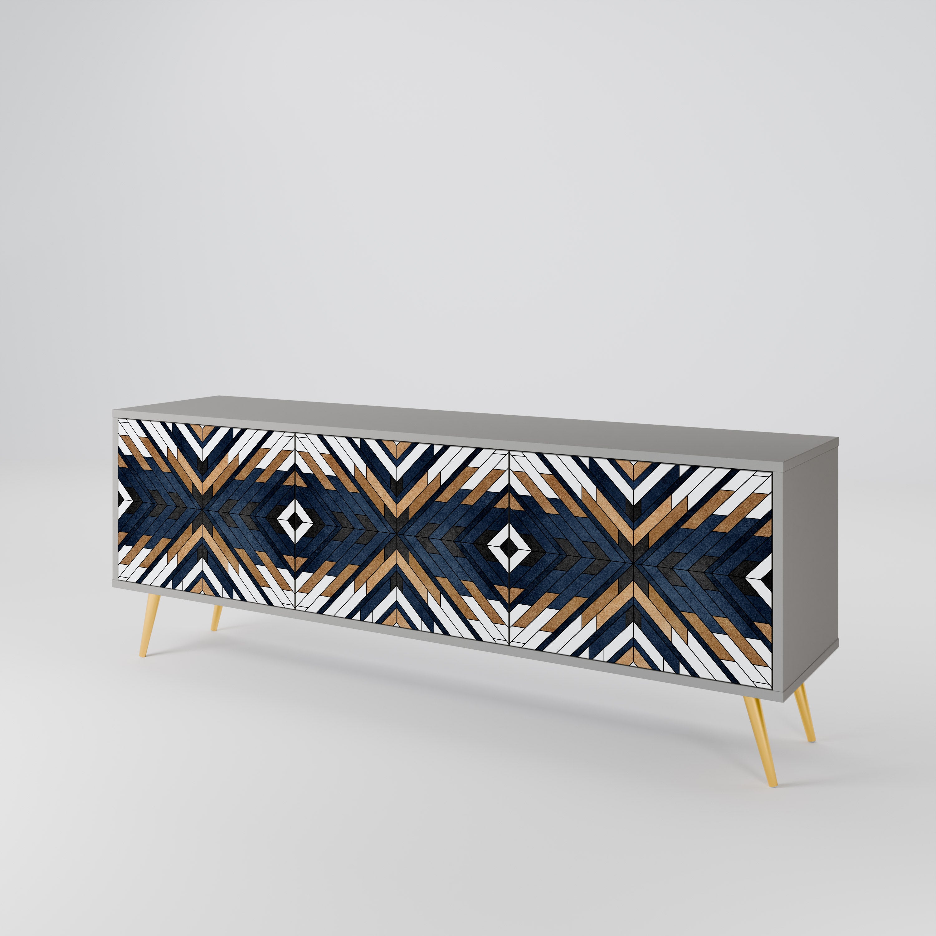 Mueble de TV de 3 puertas ARTFUL GEOMETRY en acabado gris