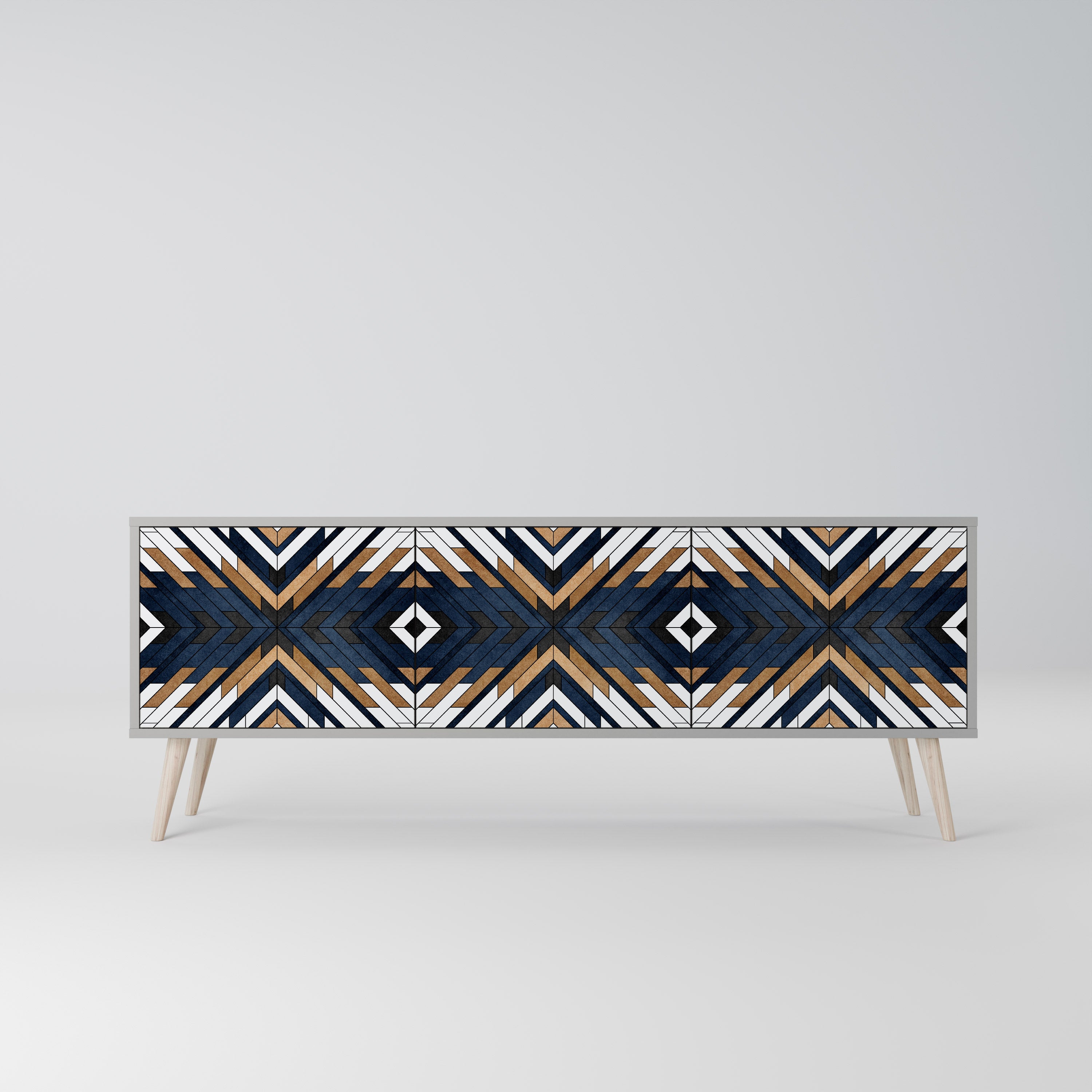 Mueble de TV de 3 puertas ARTFUL GEOMETRY en acabado gris