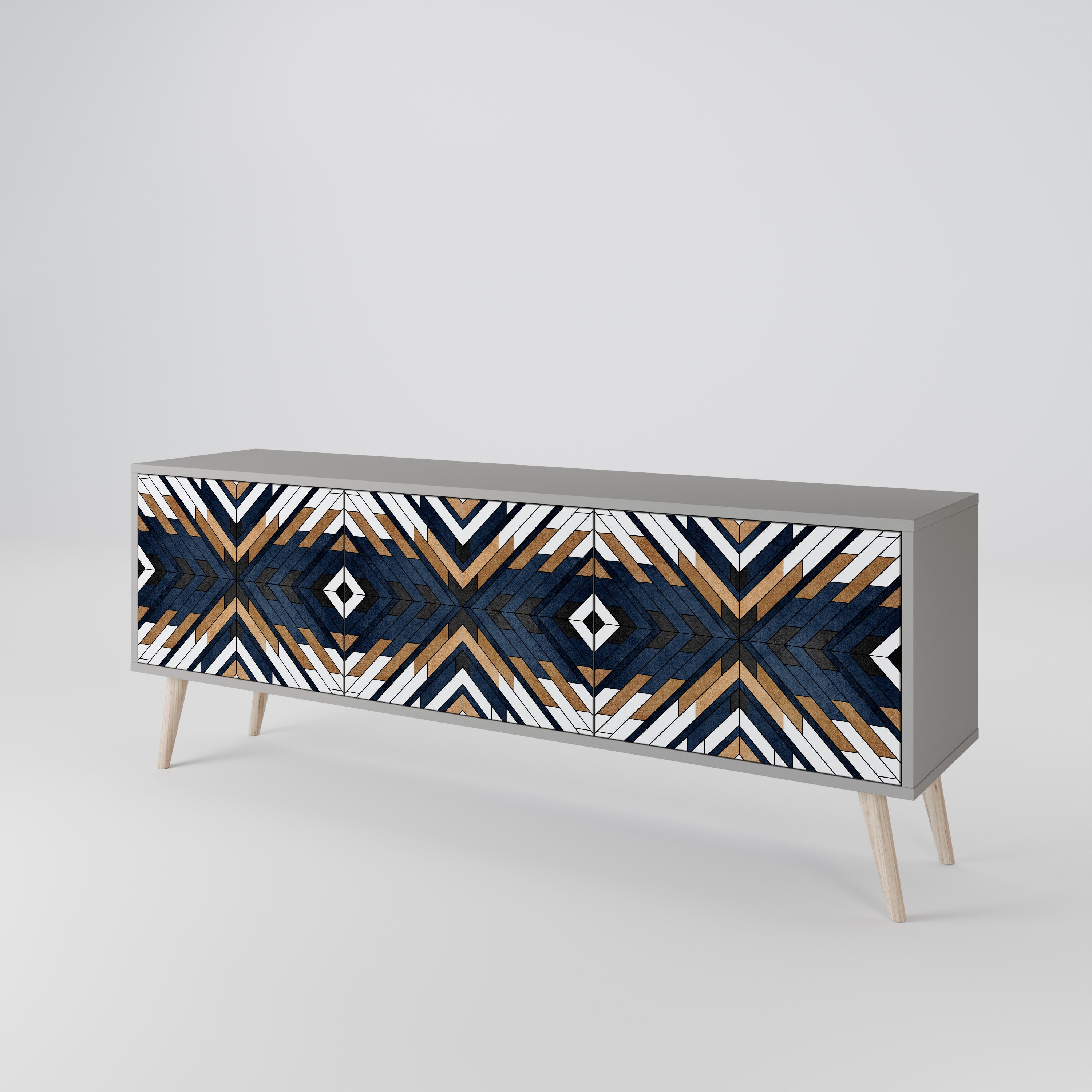 Mueble de TV de 3 puertas ARTFUL GEOMETRY en acabado gris