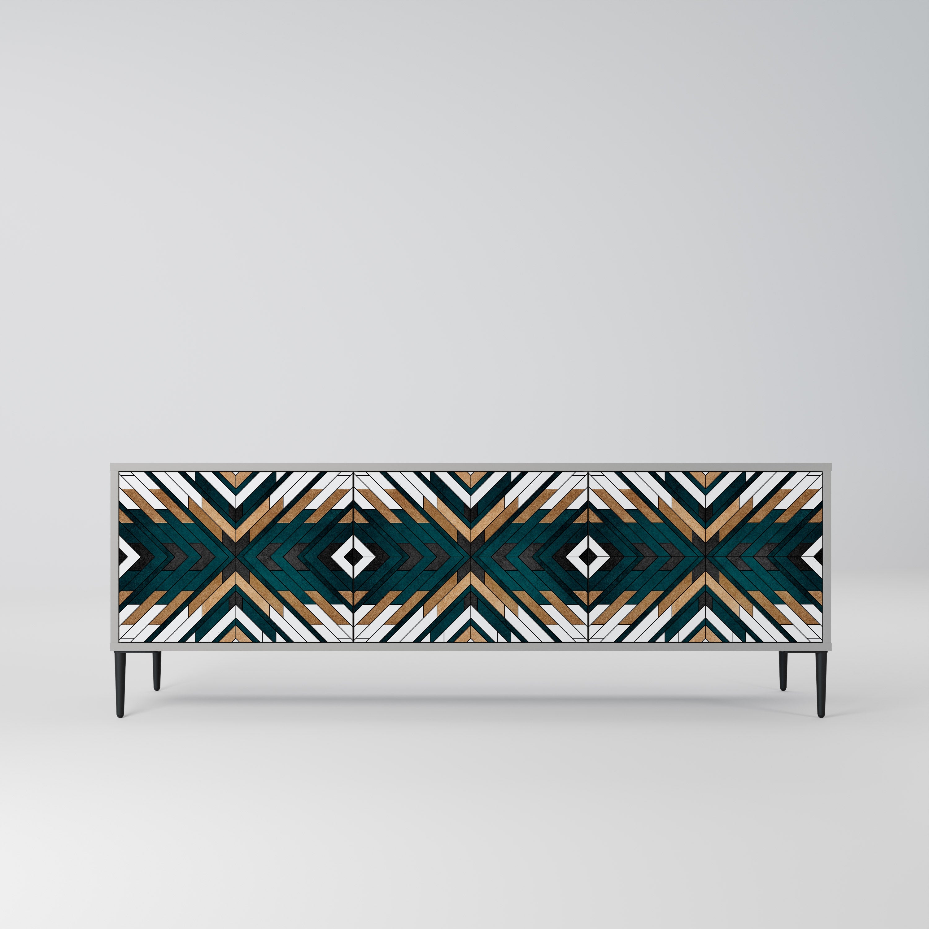 Mueble de TV de 3 puertas ARTISTIC GEOMETRY en acabado gris