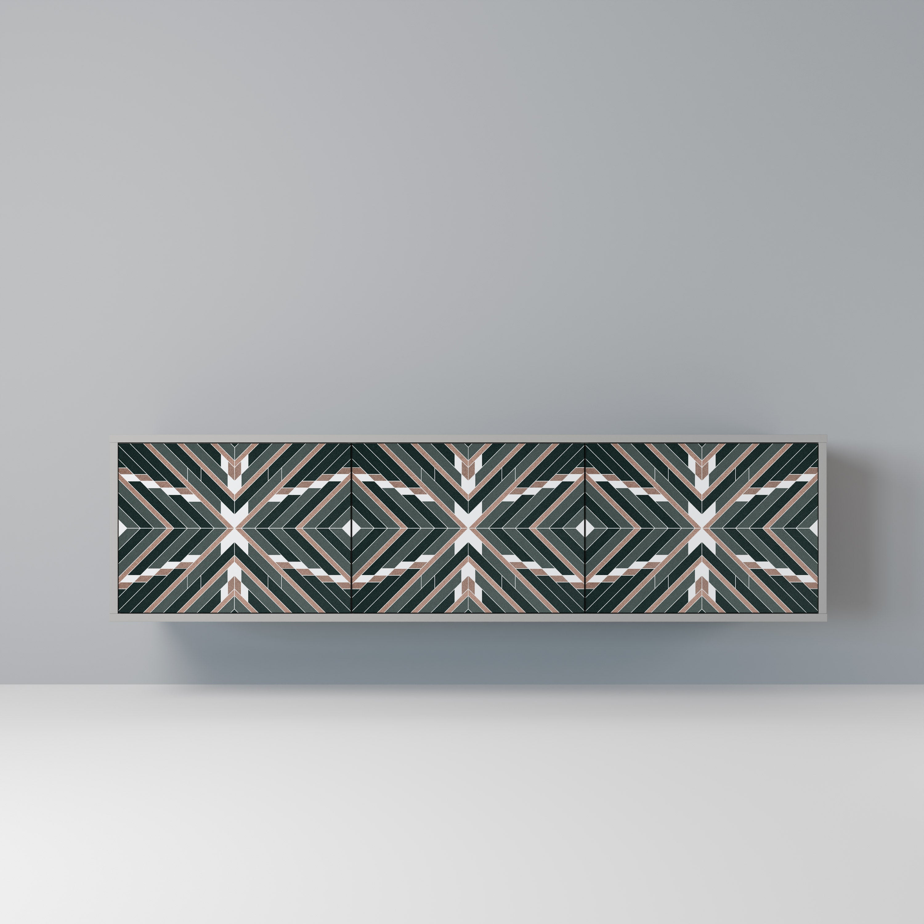 Mueble de TV de 3 puertas DIMENSION DELIGHTS en acabado gris